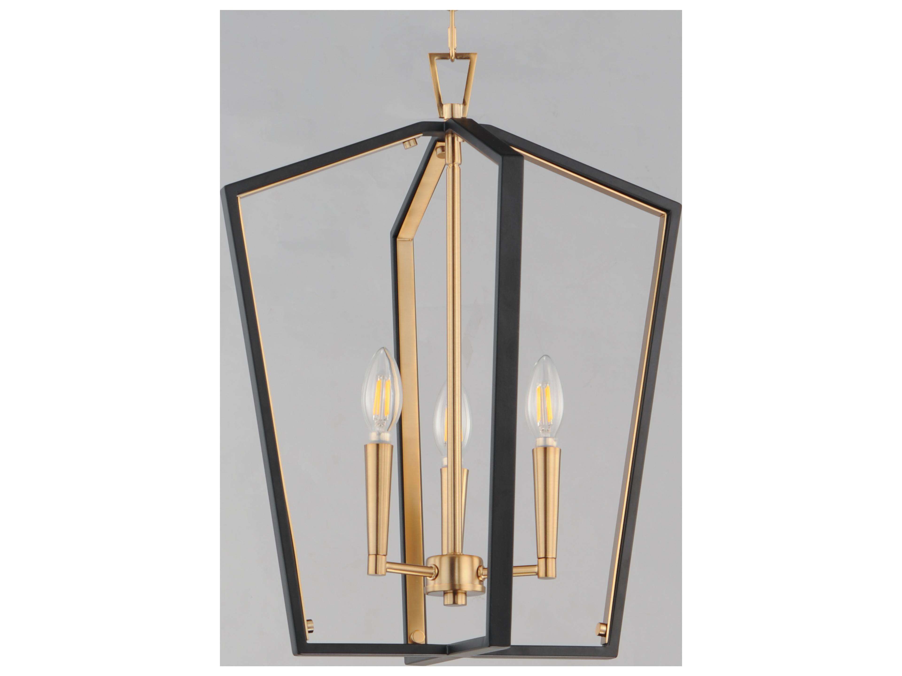 Maxim Lighting Melrose 3- Light Black Natural Aged Brass Lantern Pendant