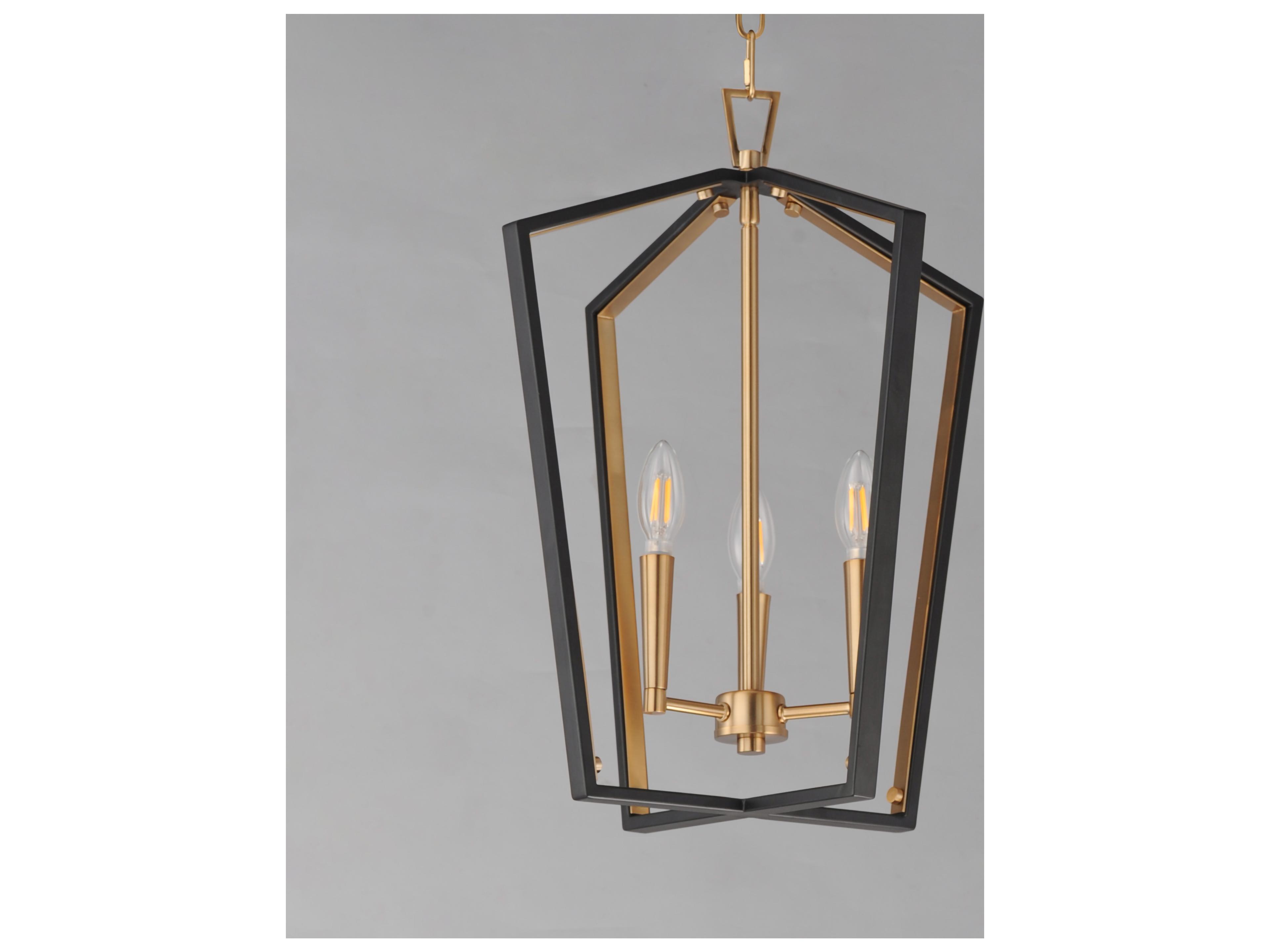 Maxim Lighting Melrose 3- Light Black Natural Aged Brass Lantern Pendant
