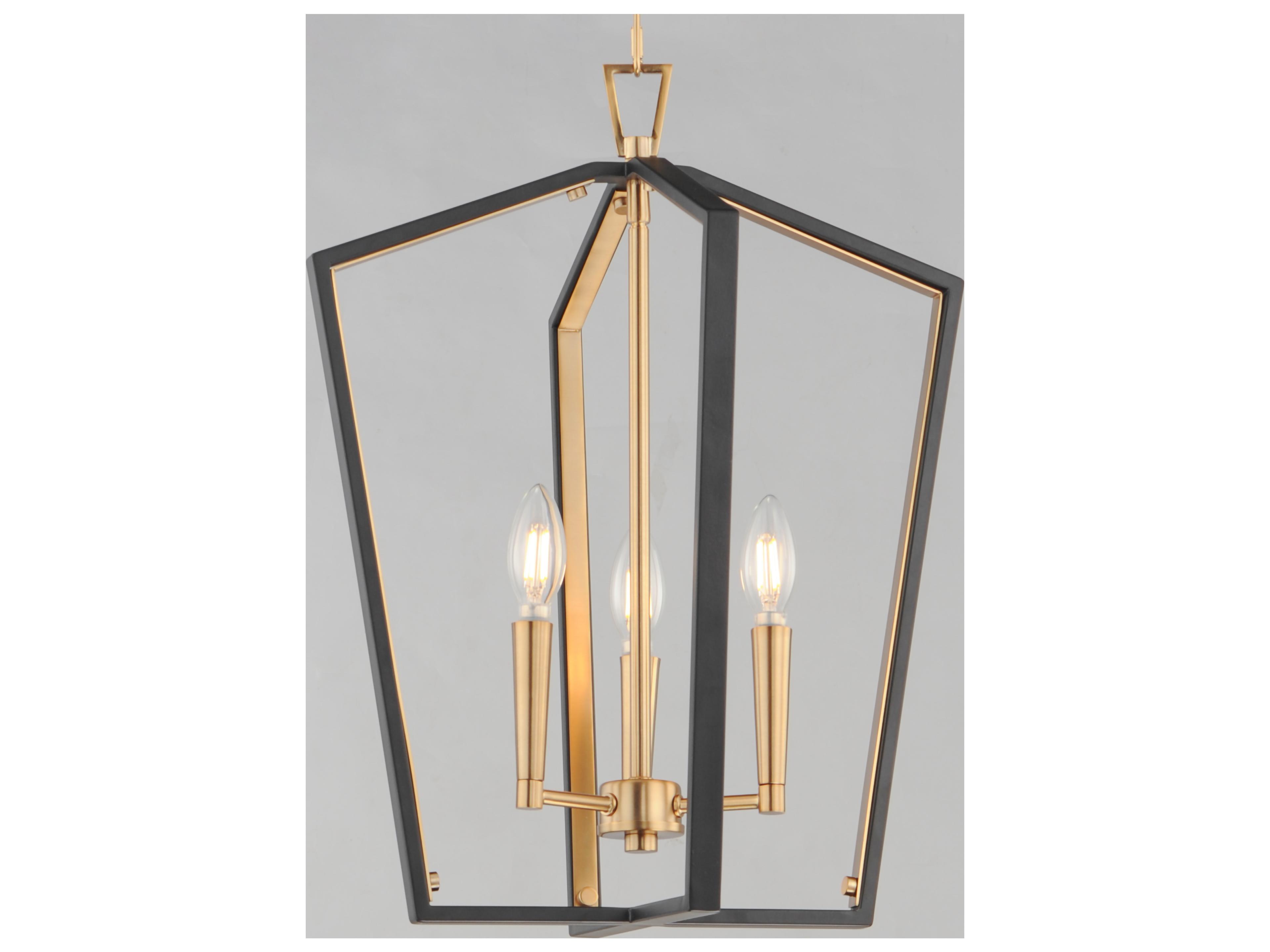 Maxim Lighting Melrose 3- Light Black Natural Aged Brass Lantern Pendant