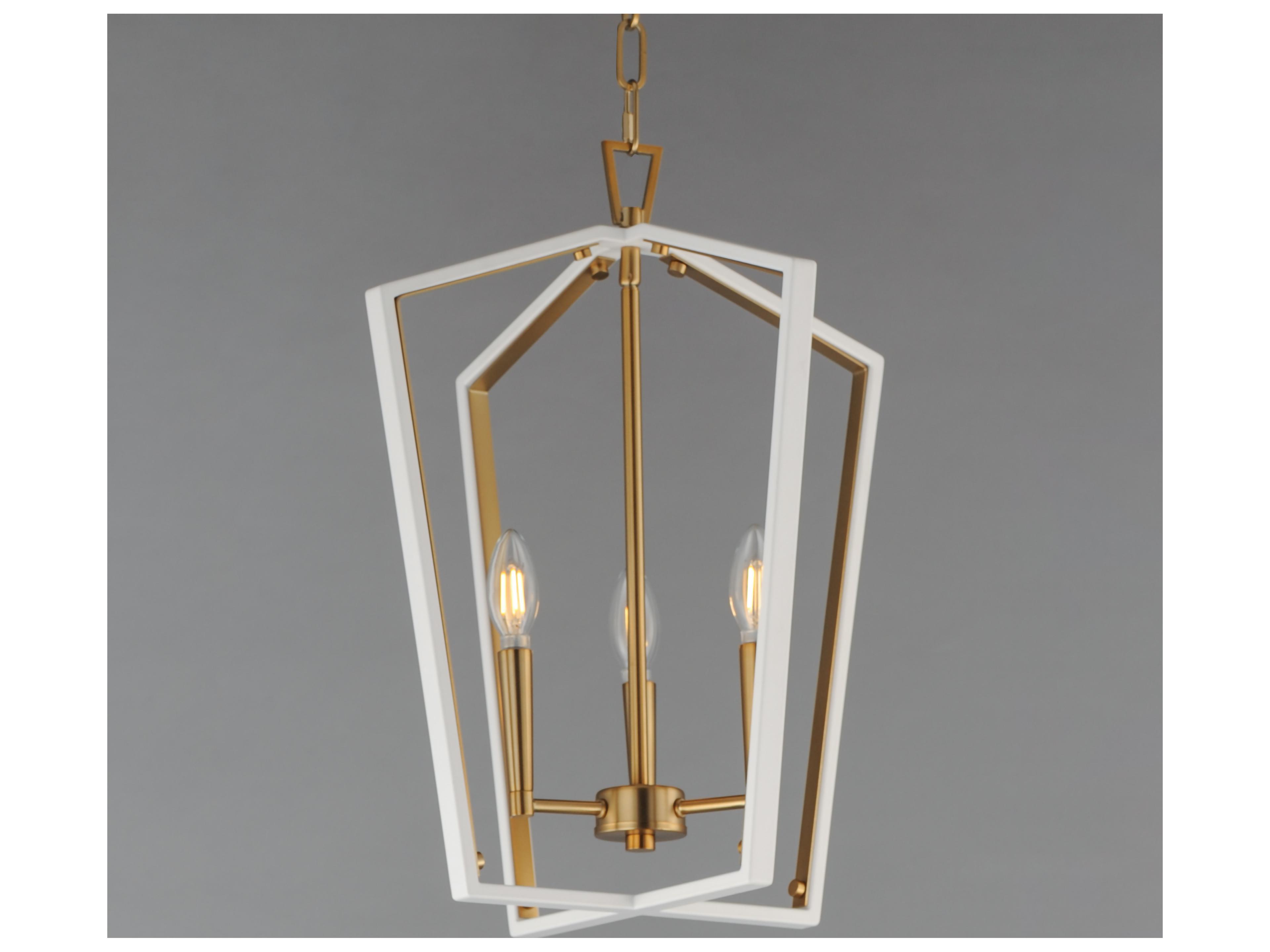 Maxim Lighting Melrose 3- Light White natural Aged Brass Lantern Pendant