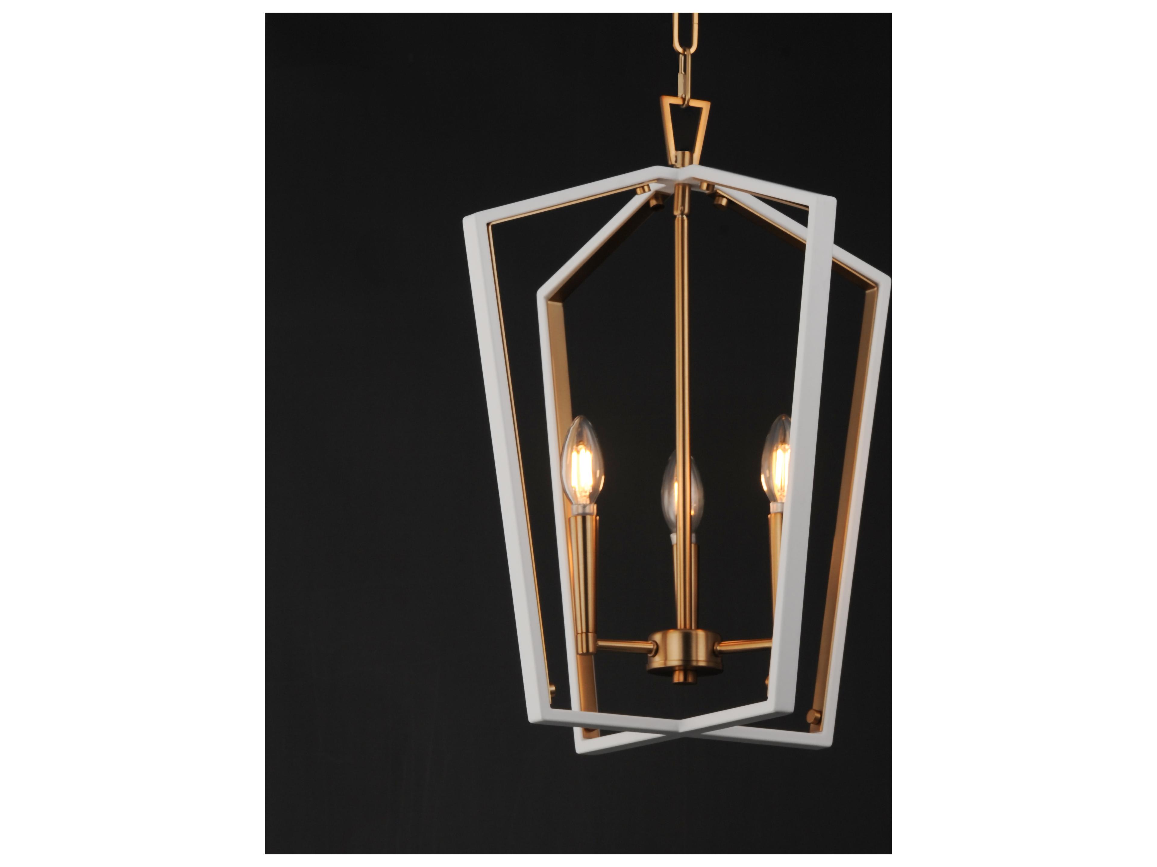 Maxim Lighting Melrose 3- Light White natural Aged Brass Lantern Pendant
