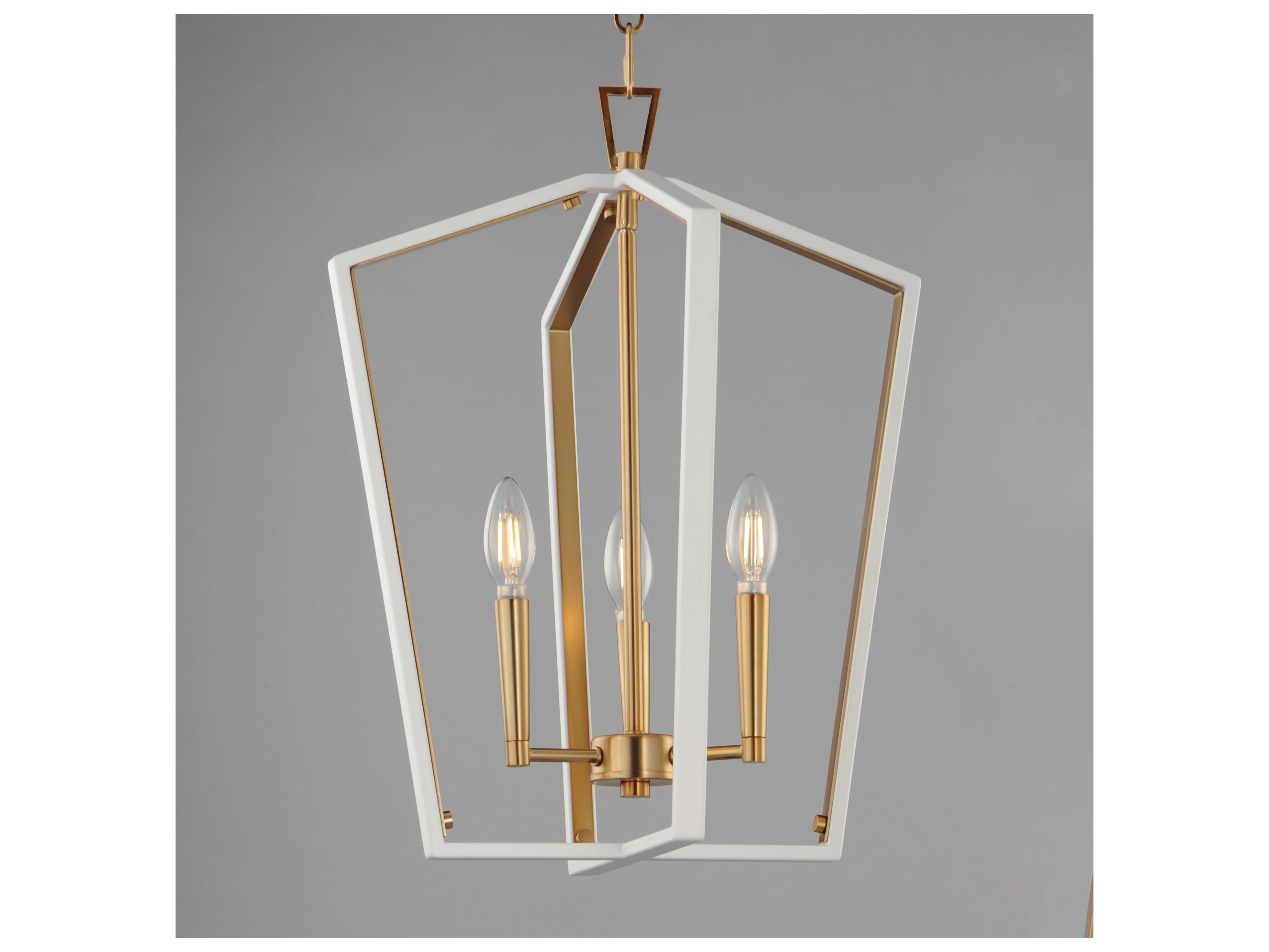 Maxim Lighting Melrose 3- Light White natural Aged Brass Lantern Pendant