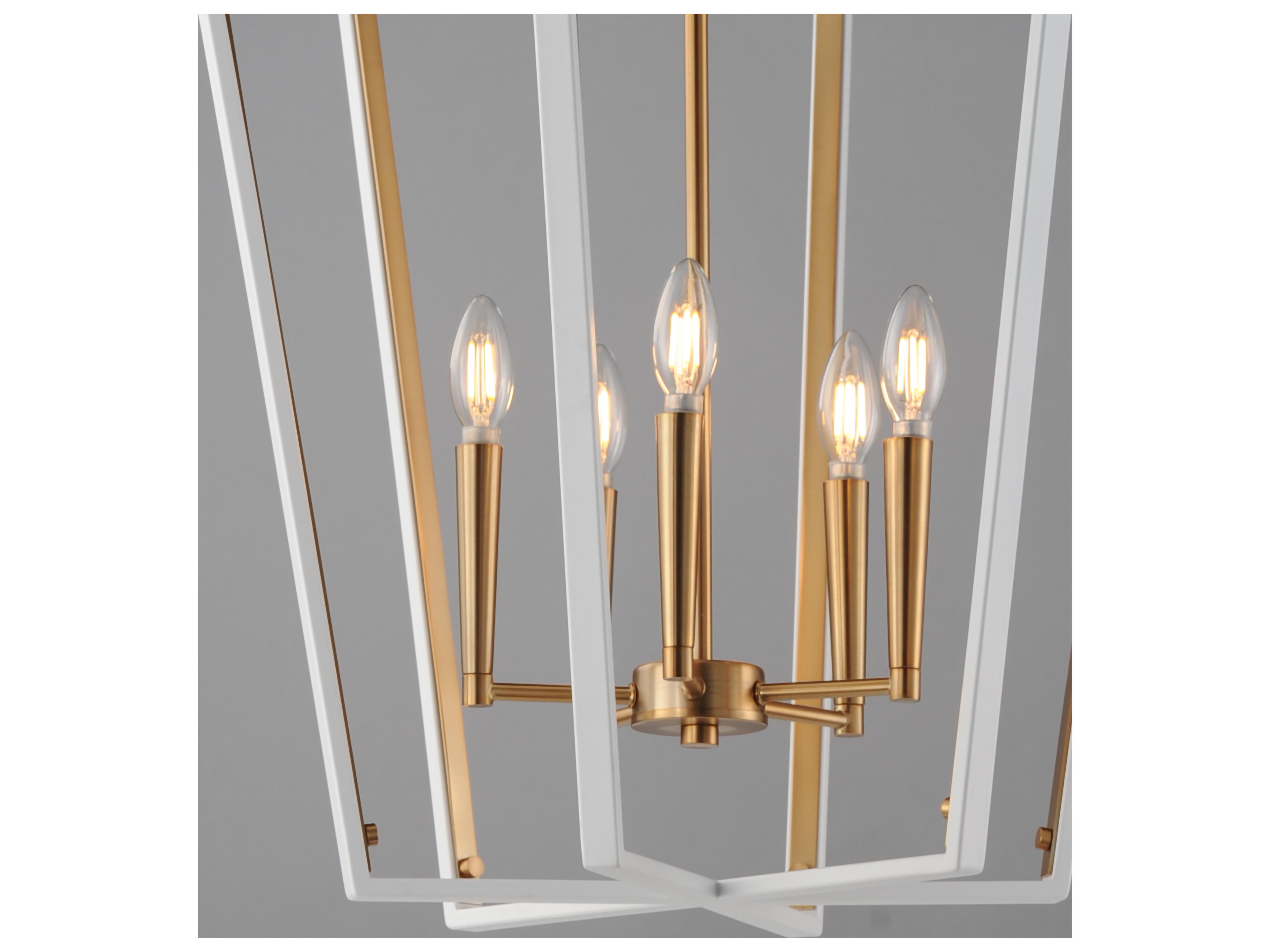 Maxim Lighting Melrose 5- Light White natural Aged Brass Lantern Pendant