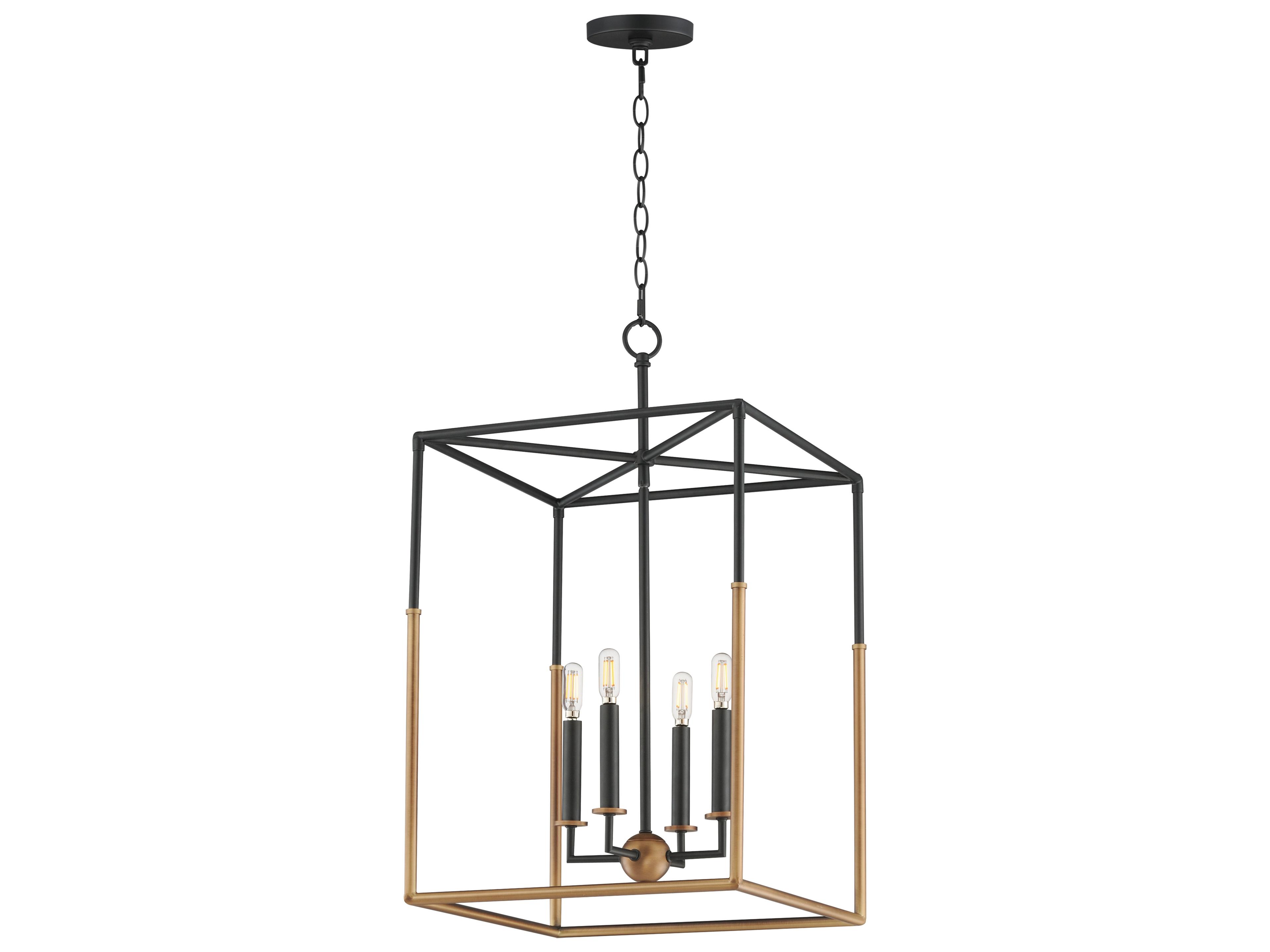 Soho 4- Light Black weathered Brass Pendant