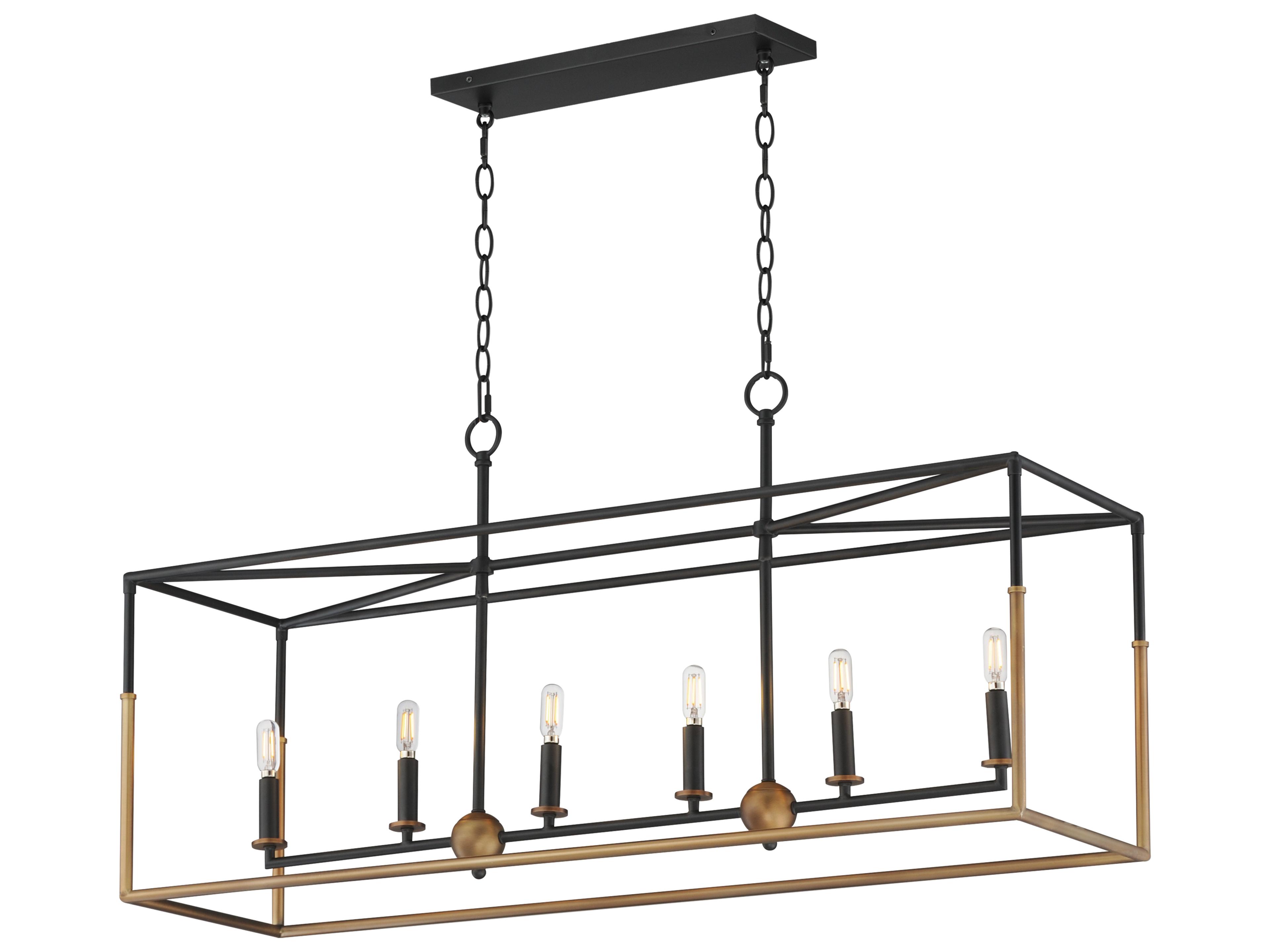 Soho 6- Light Black weathered Brass Island Pendant