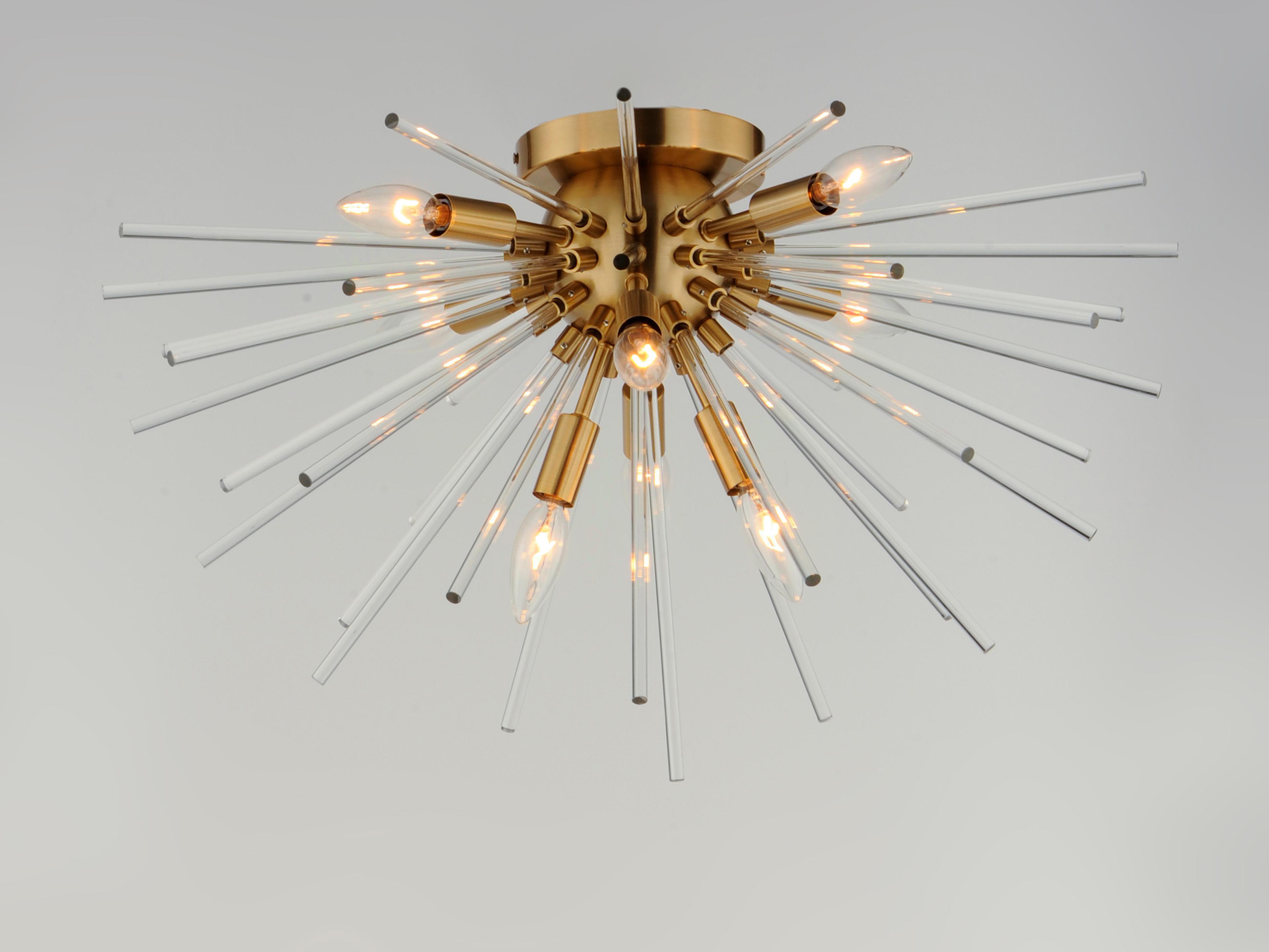 Maxim Lighting Polaris 8-Light Satin Brass Glass Sputnik Flush Mount
