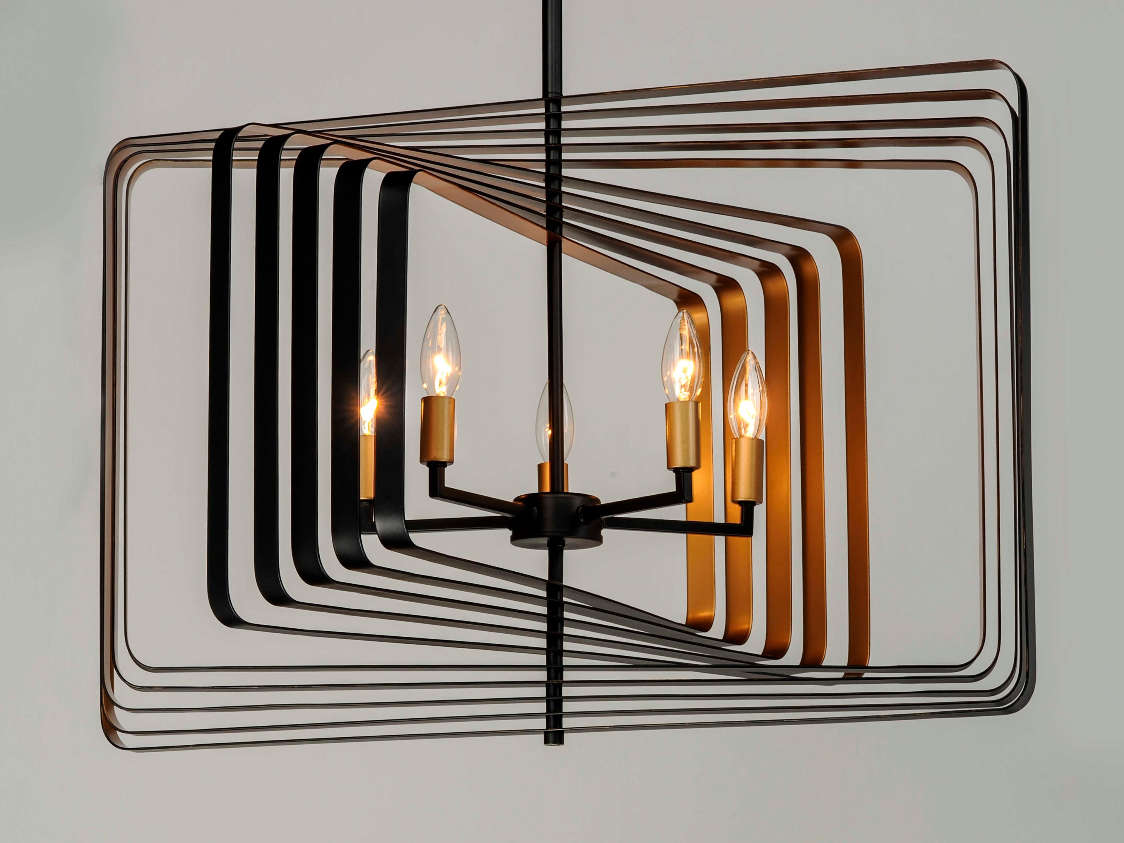 Maxim Lighting Radial 5-Light Black Gold Candelabra Geometric Chandelier