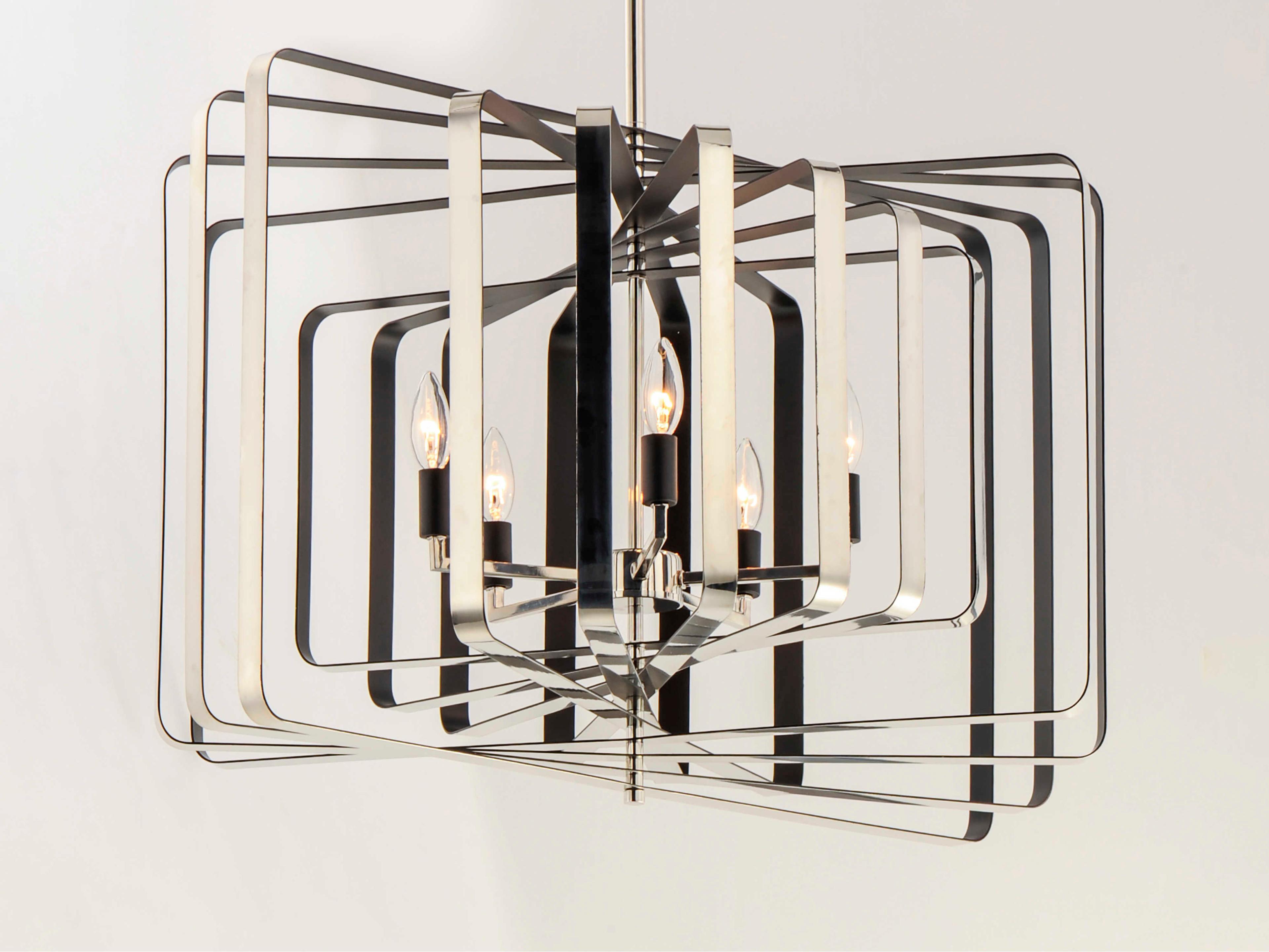 Maxim Lighting Radial 5-Light Polished Nickel Black Candelabra Geometric Chandelier