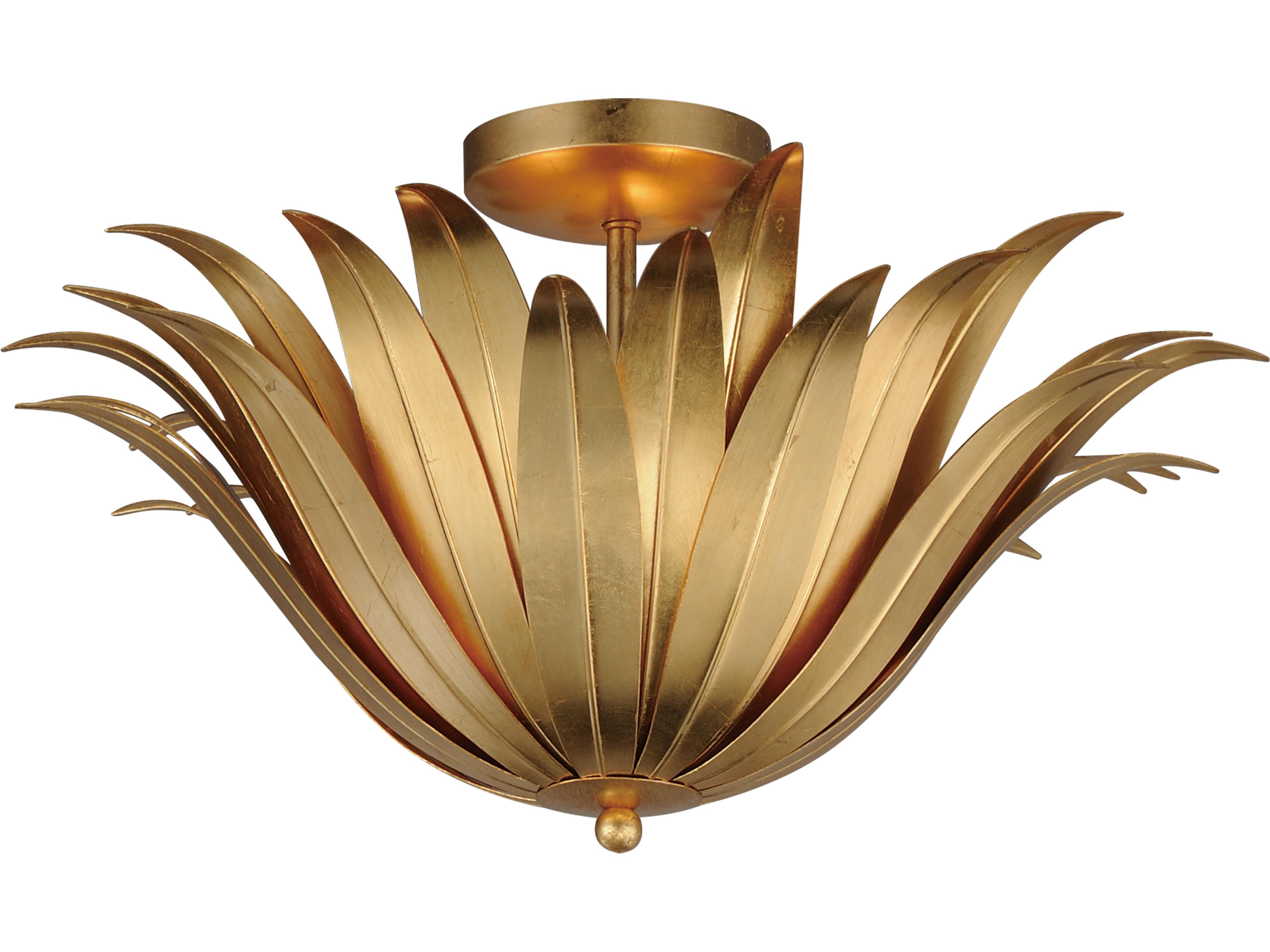 Firenze 3- Light Gold Leaf Semi Flush Mount