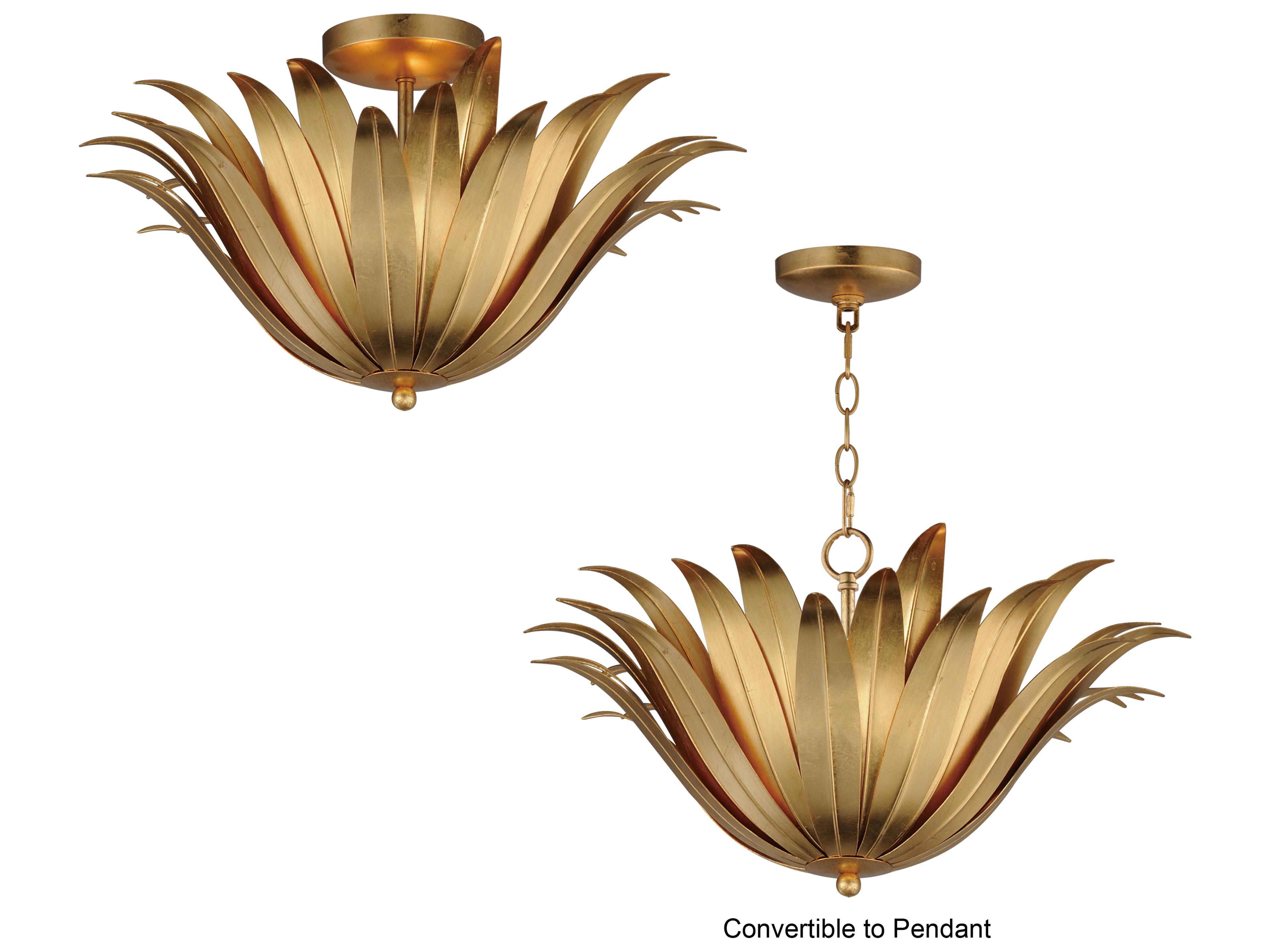Maxim Lighting Firenze 3- Light Gold Leaf Semi Flush Mount