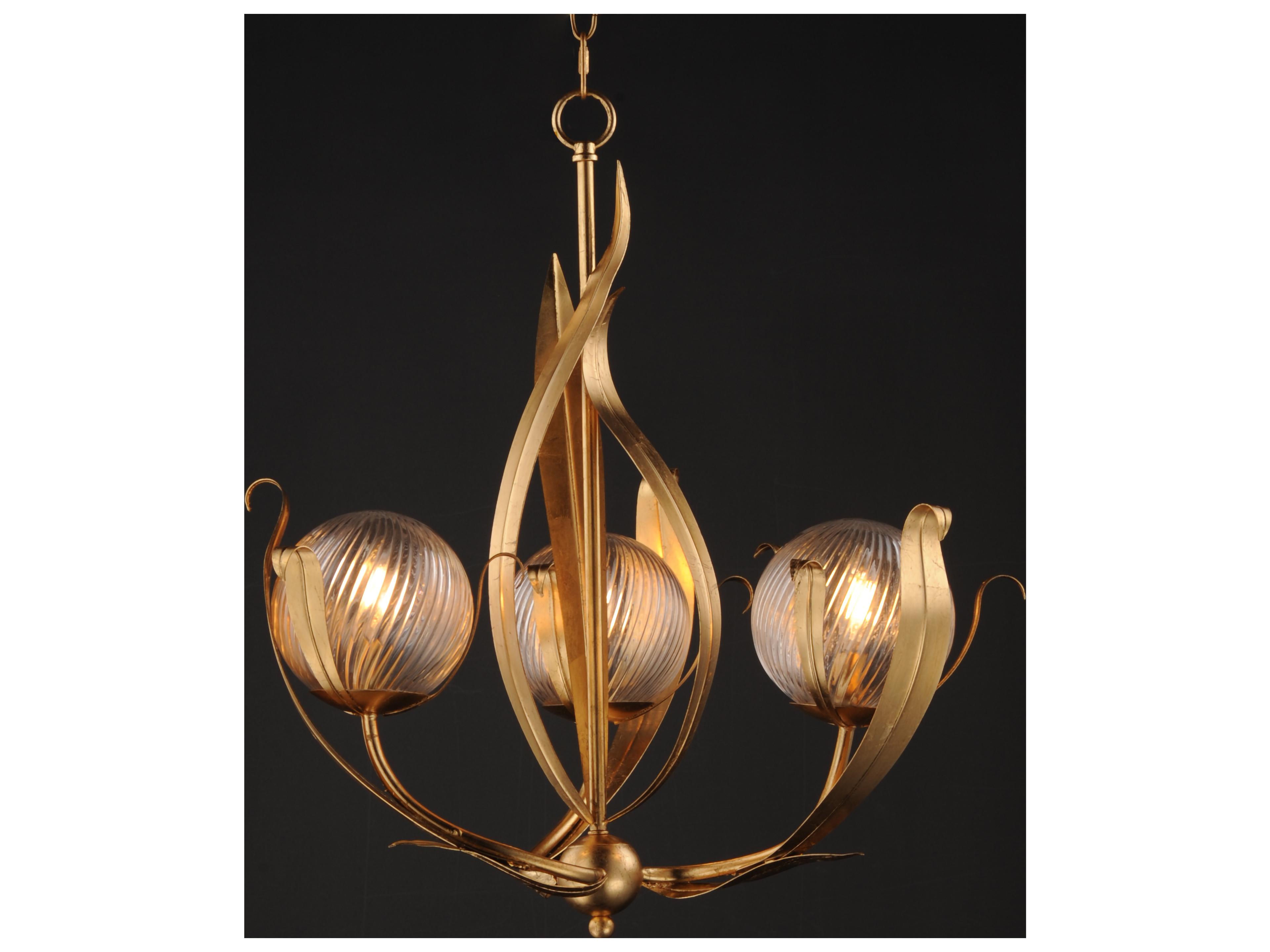 Maxim Lighting Firenze 3- Light Gold Leaf Globe Pendant