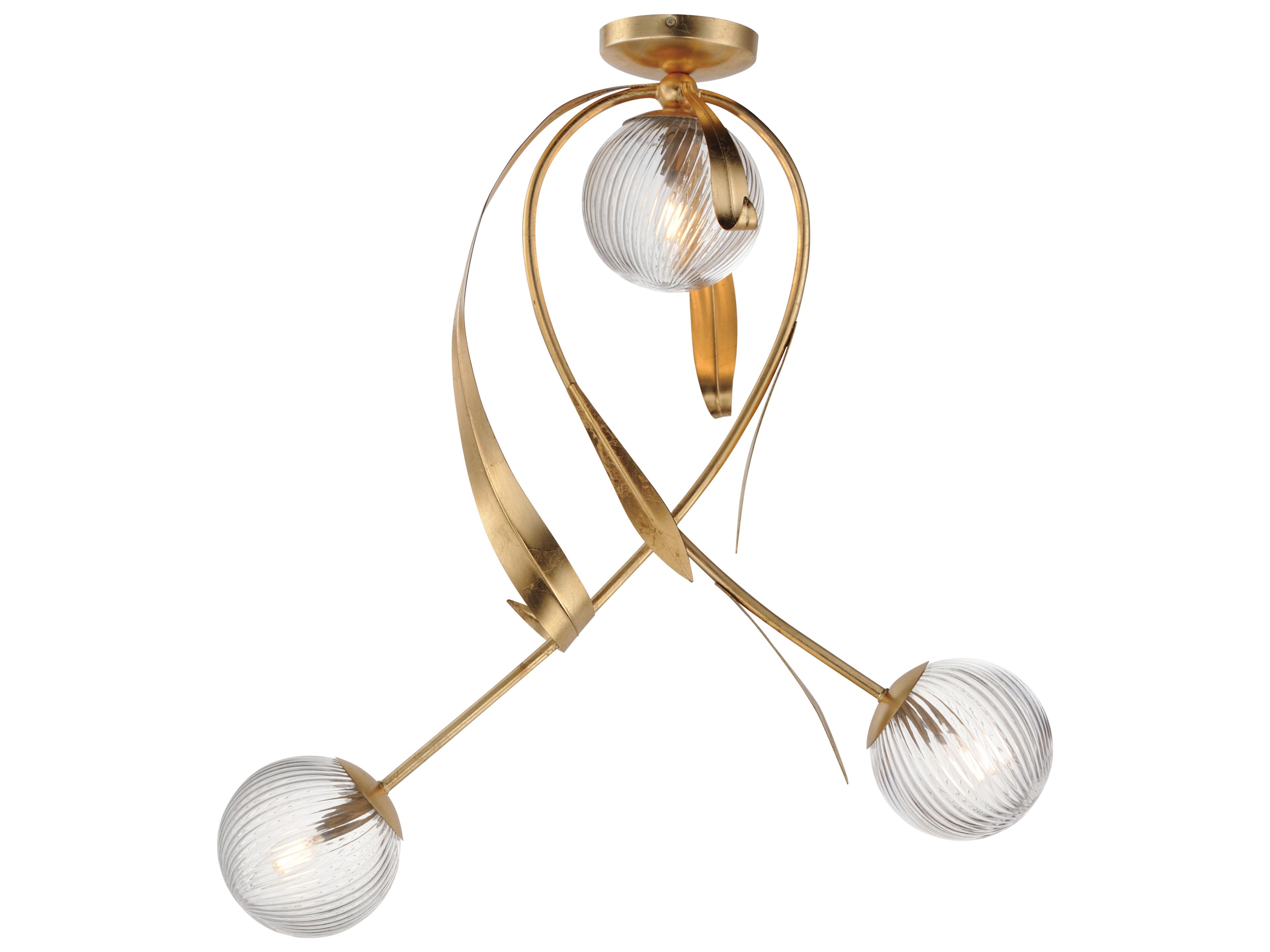 Firenze 3- Light Gold Leaf Globe Flush Mount