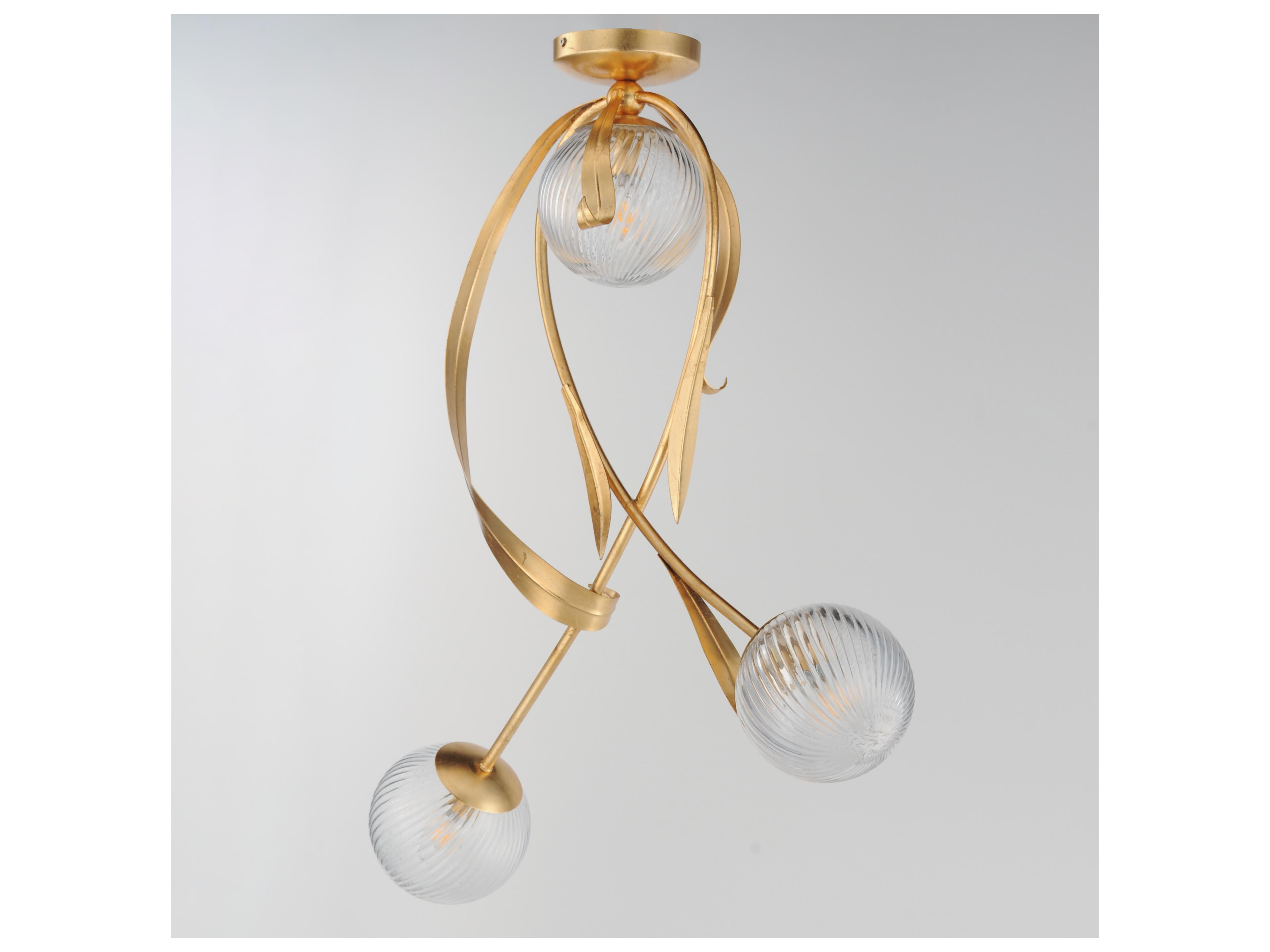 Maxim Lighting Firenze 3- Light Gold Leaf Globe Flush Mount
