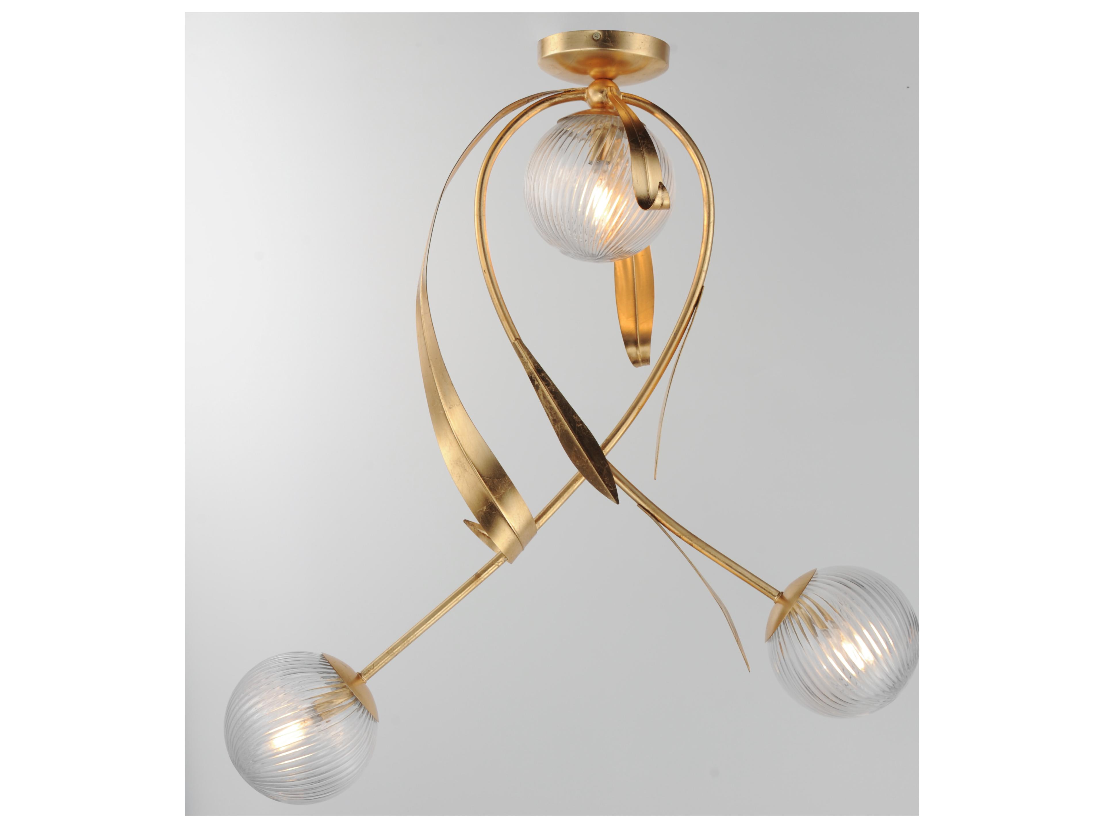Maxim Lighting Firenze 3- Light Gold Leaf Globe Flush Mount