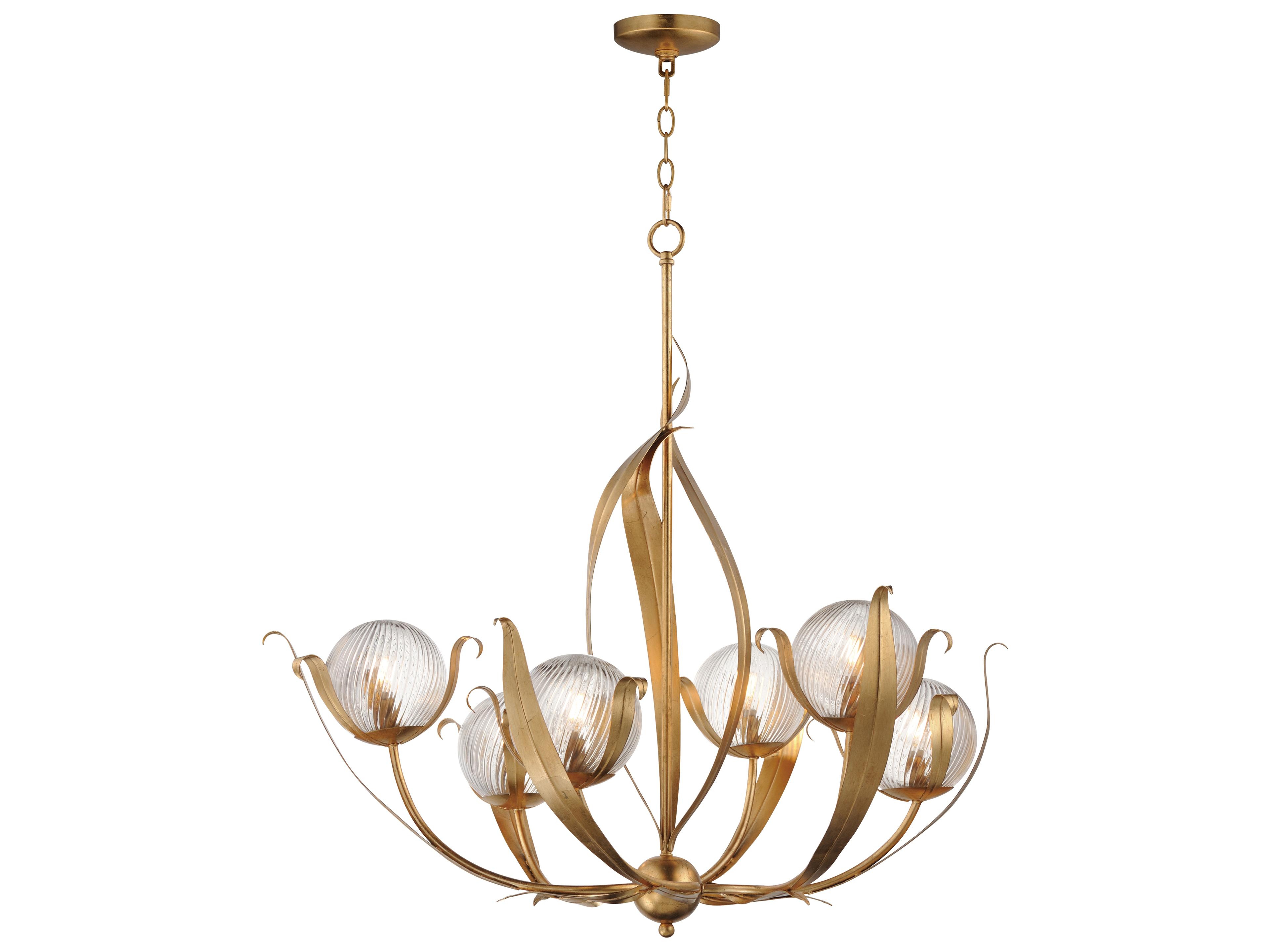 Firenze 6- Light Gold Leaf Globe Chandelier