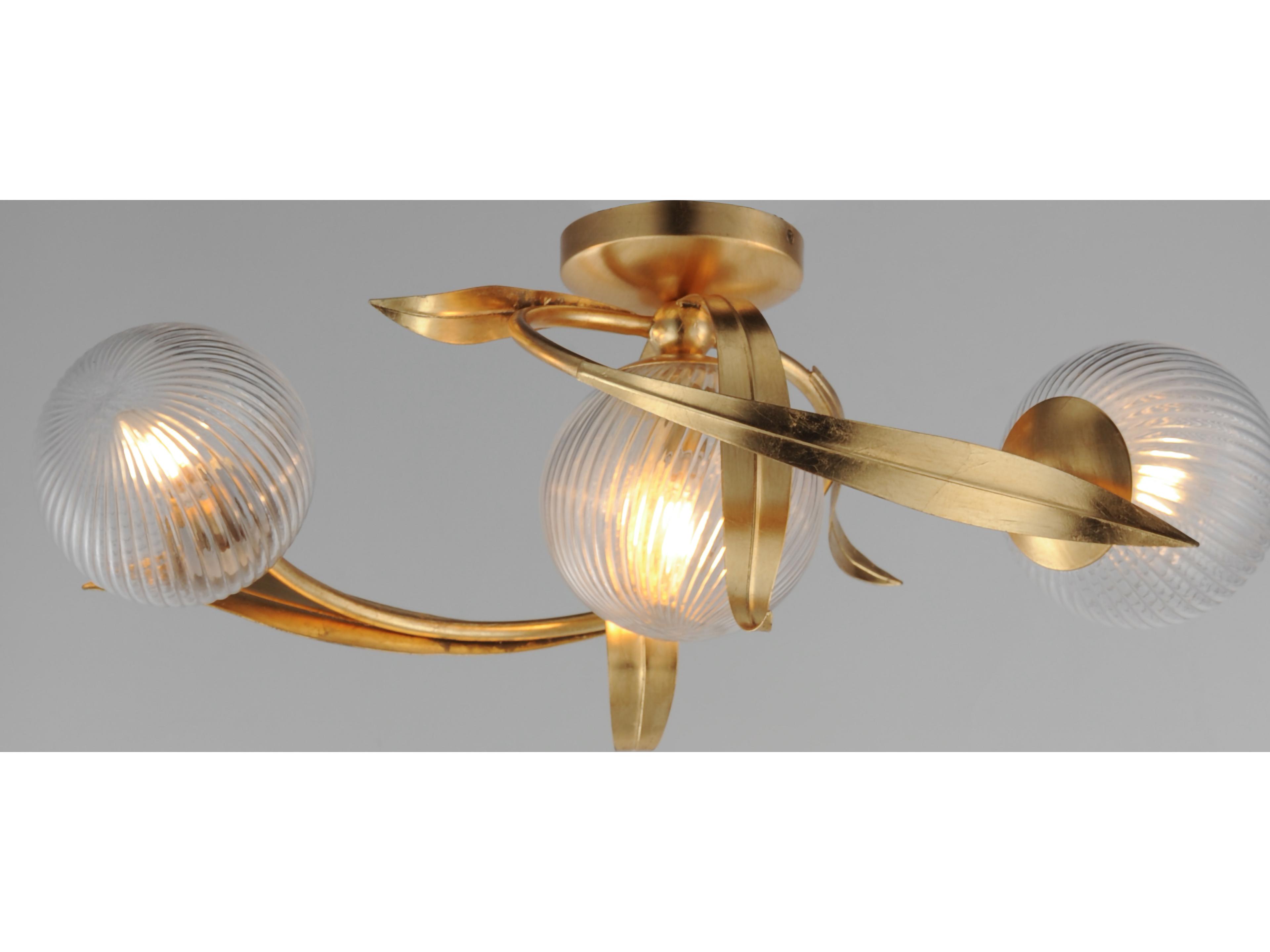 Maxim Lighting Firenze 3- Light Gold Leaf Globe Flush Mount