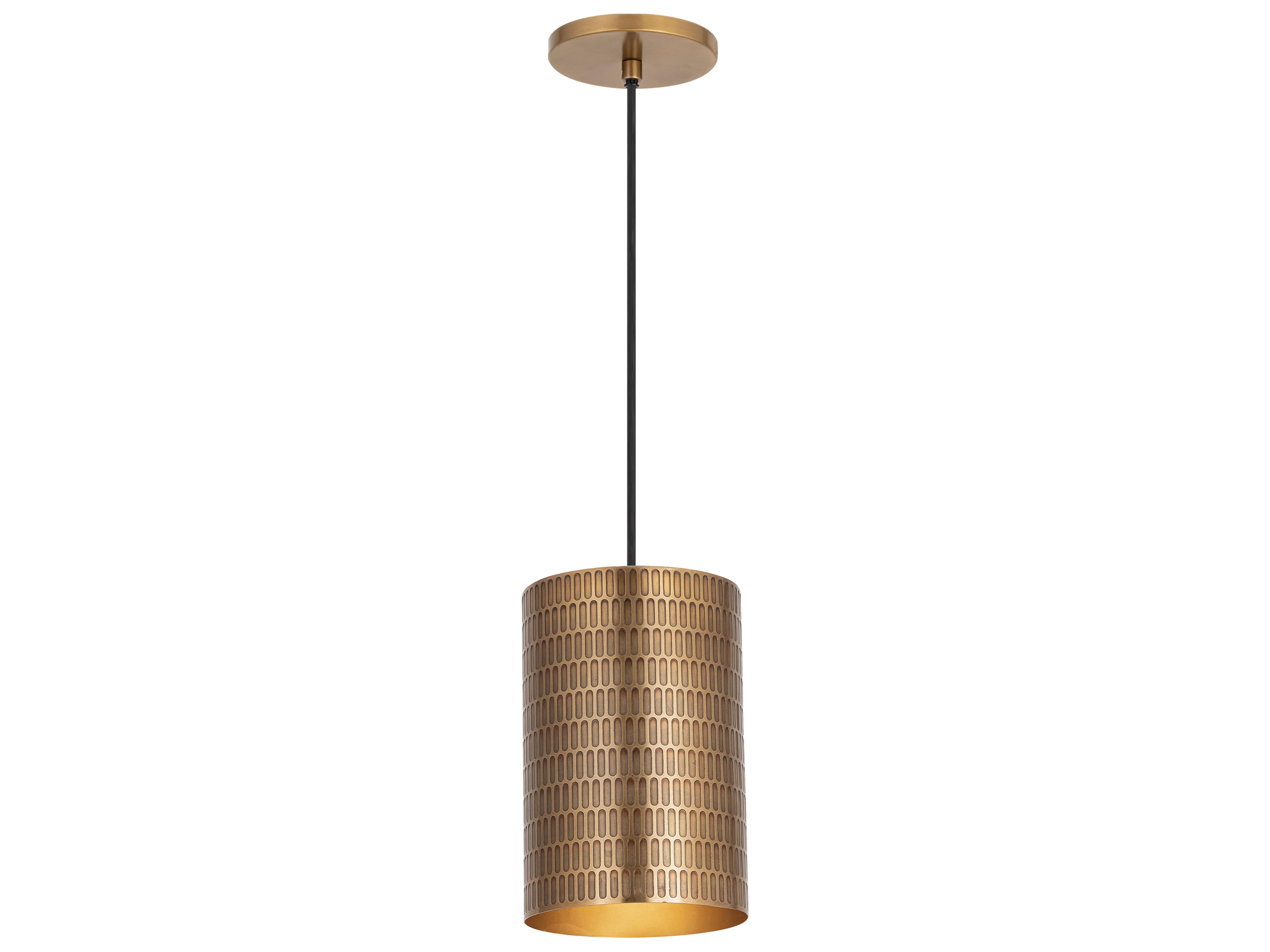 Shaka 1-Light Weathered Brass Cylinder Mini Pendant
