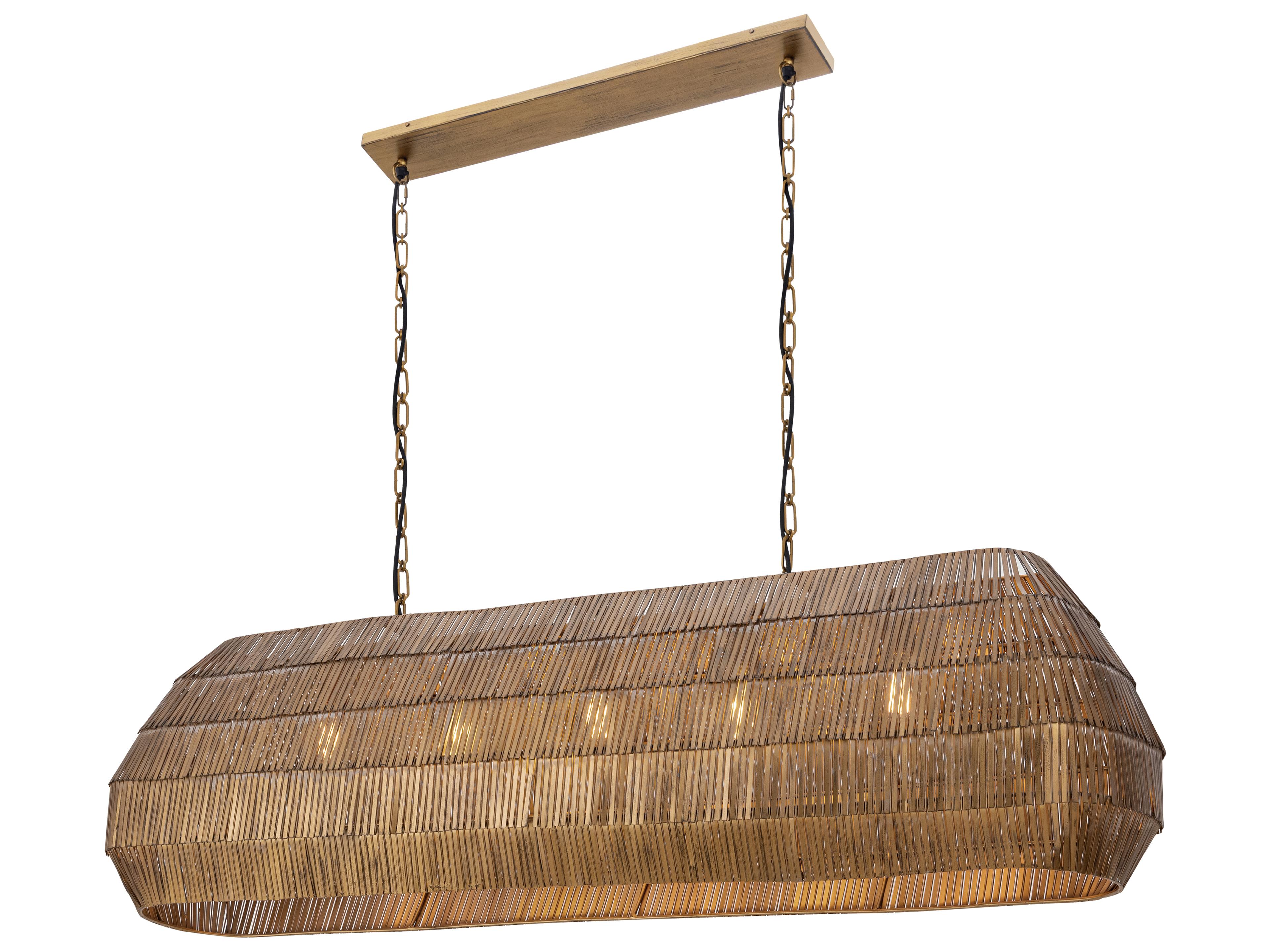 Gilda 5- Light Antique Brass Linear Island Pendant