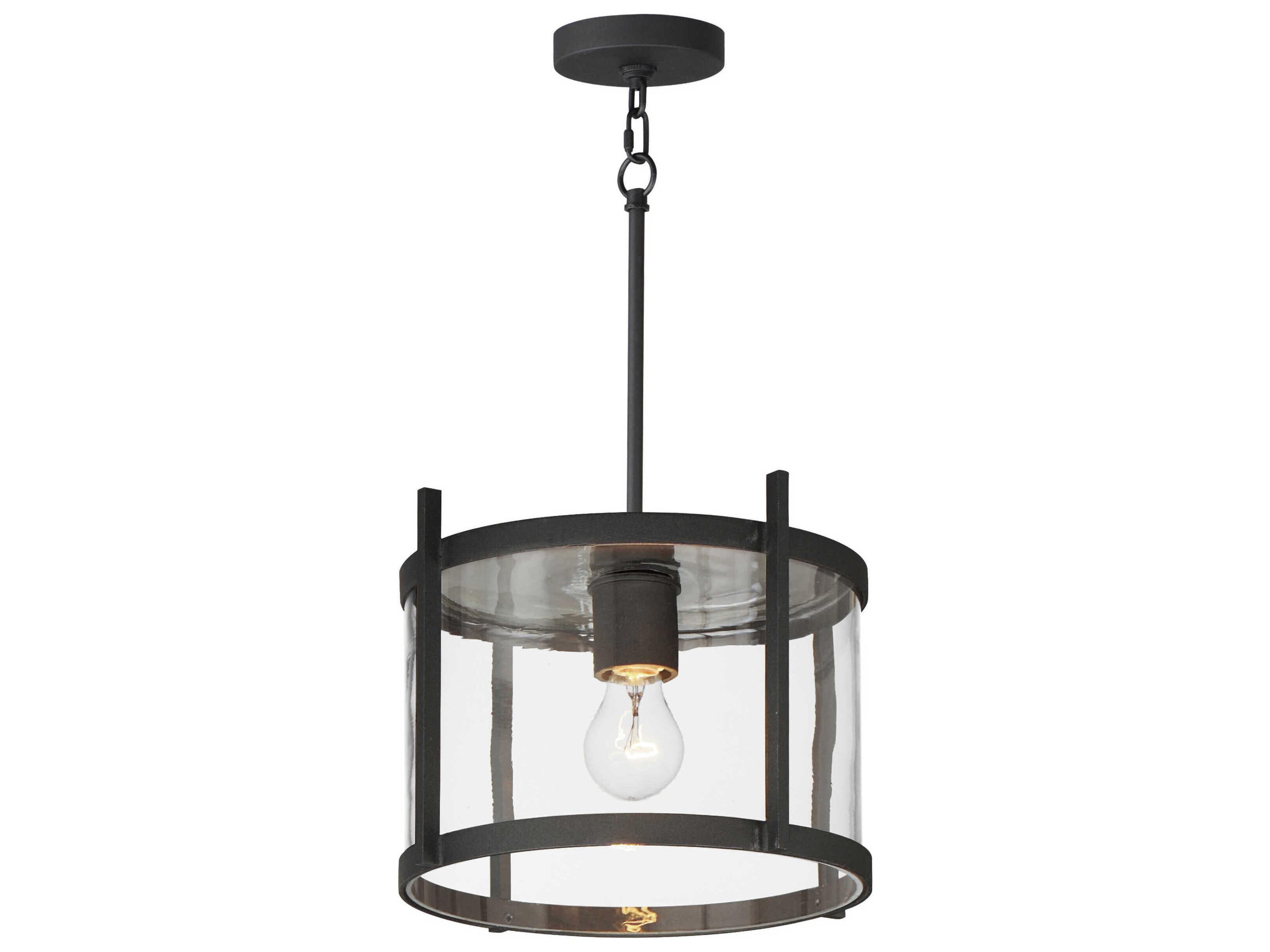 Belfry 1-Light Black Glass Drum Mini Pendant