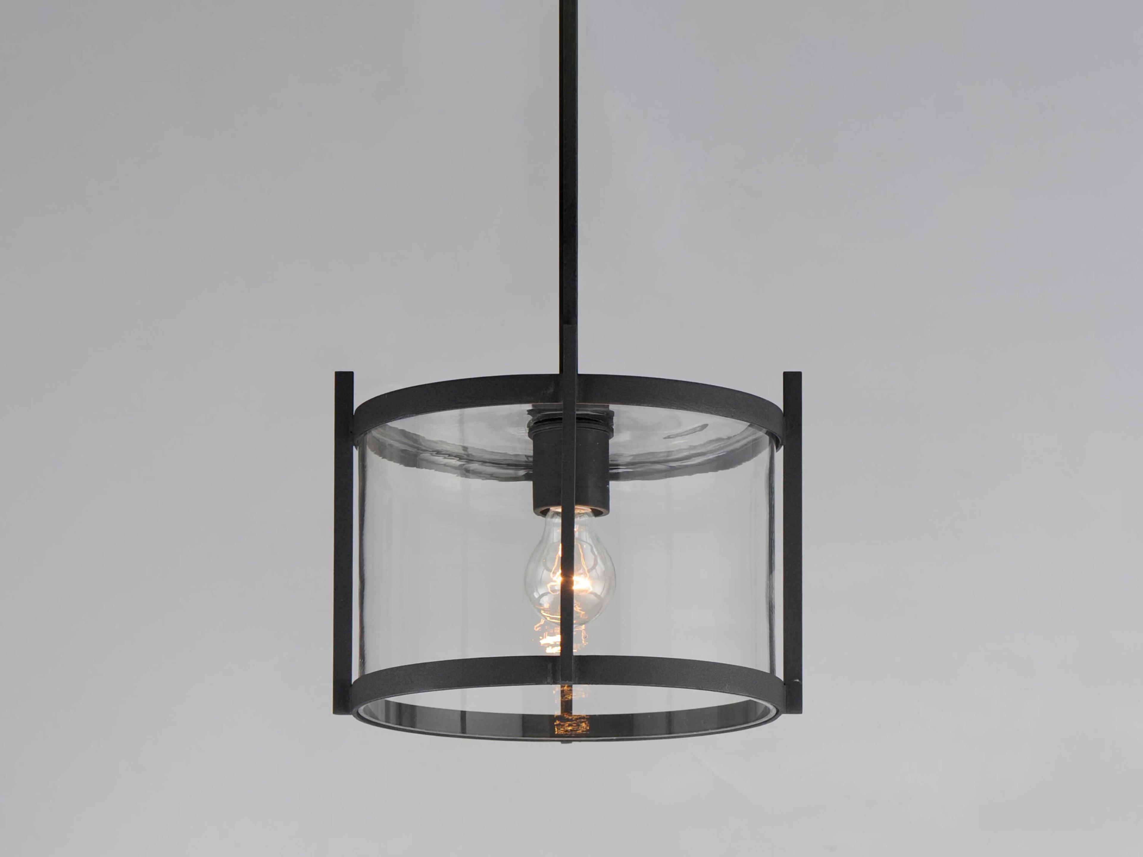 Maxim Lighting Belfry 1-Light Black Glass Drum Mini Pendant