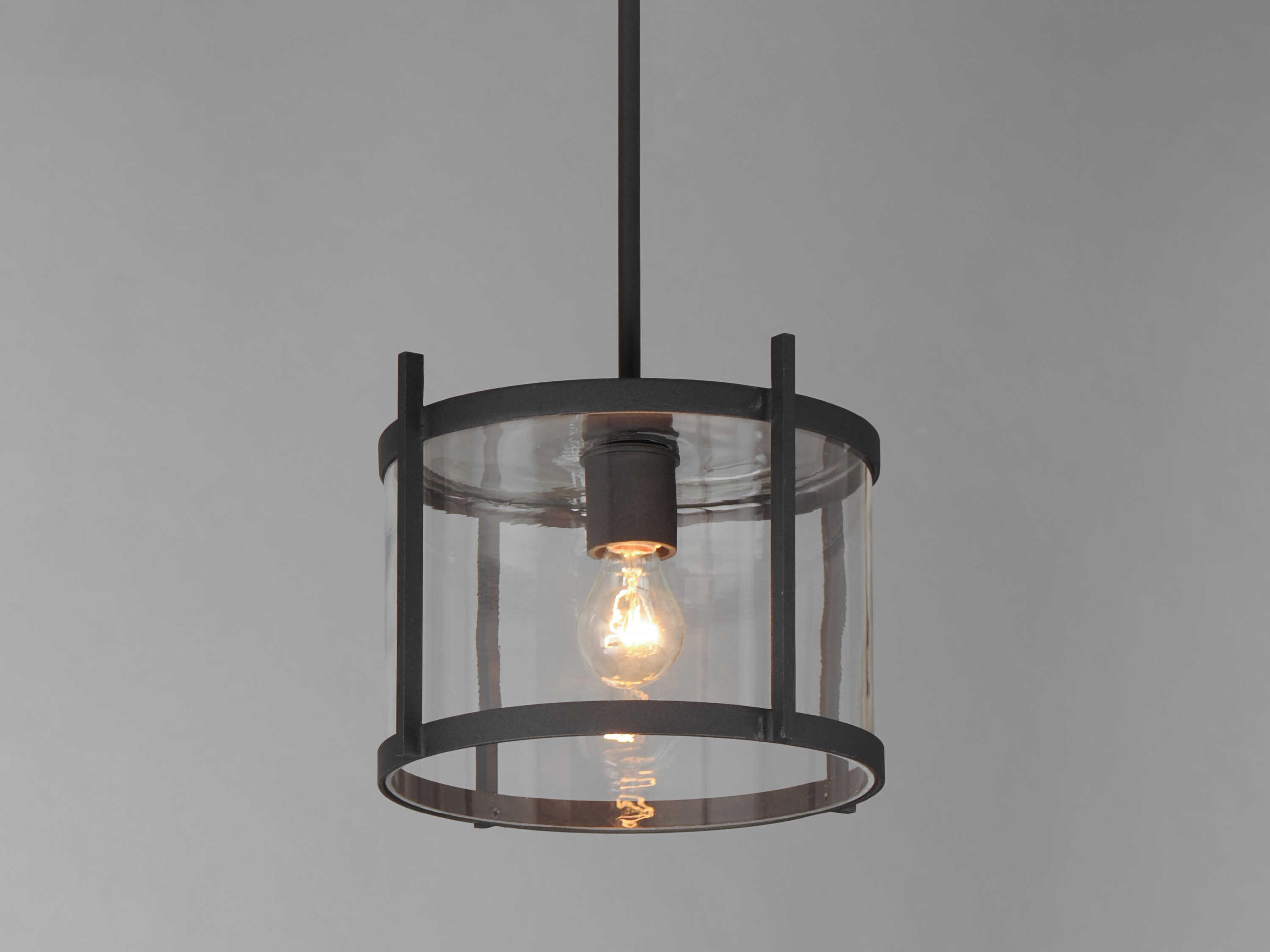 Maxim Lighting Belfry 1-Light Black Glass Drum Mini Pendant