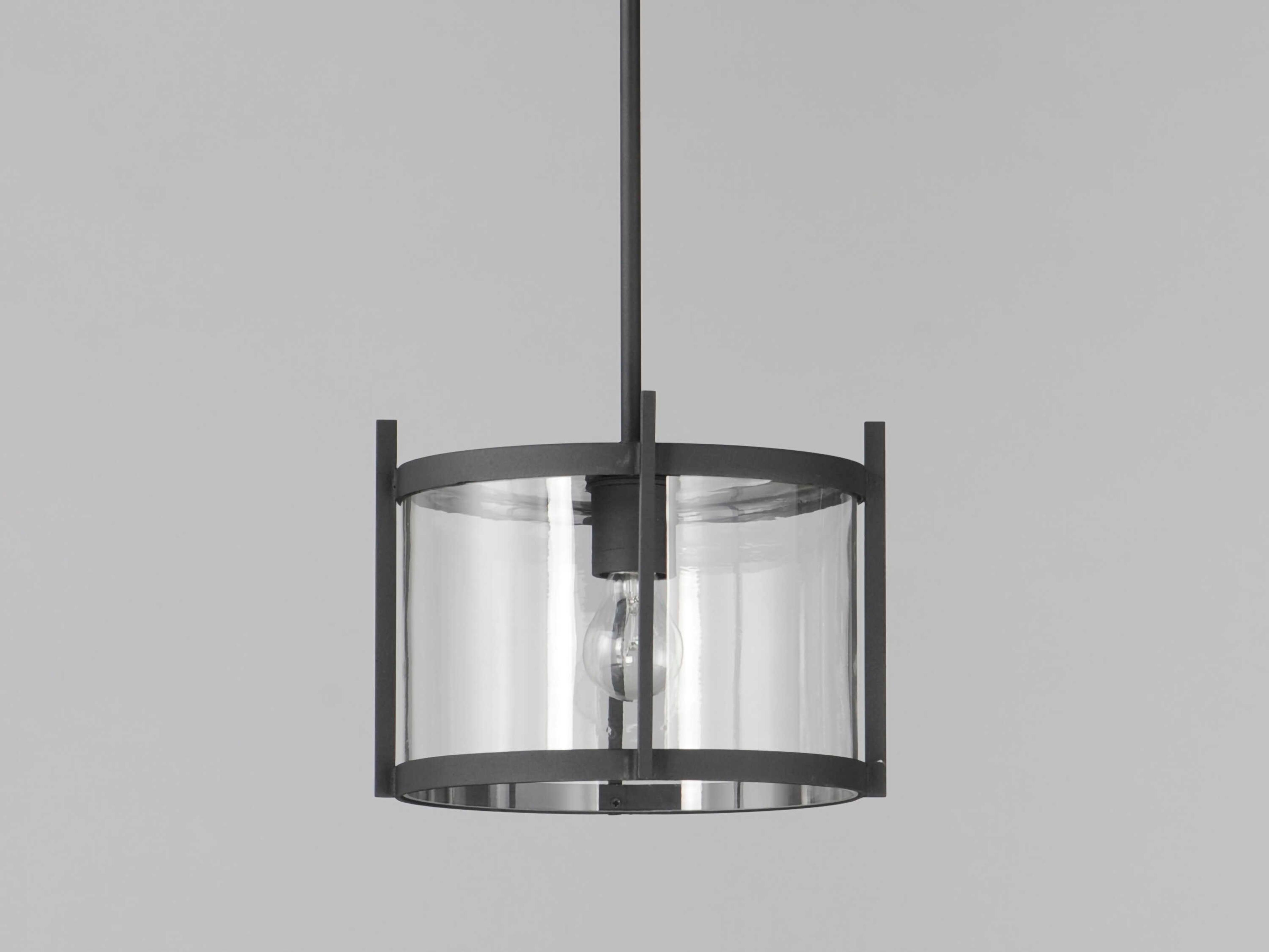 Maxim Lighting Belfry 1-Light Black Glass Drum Mini Pendant