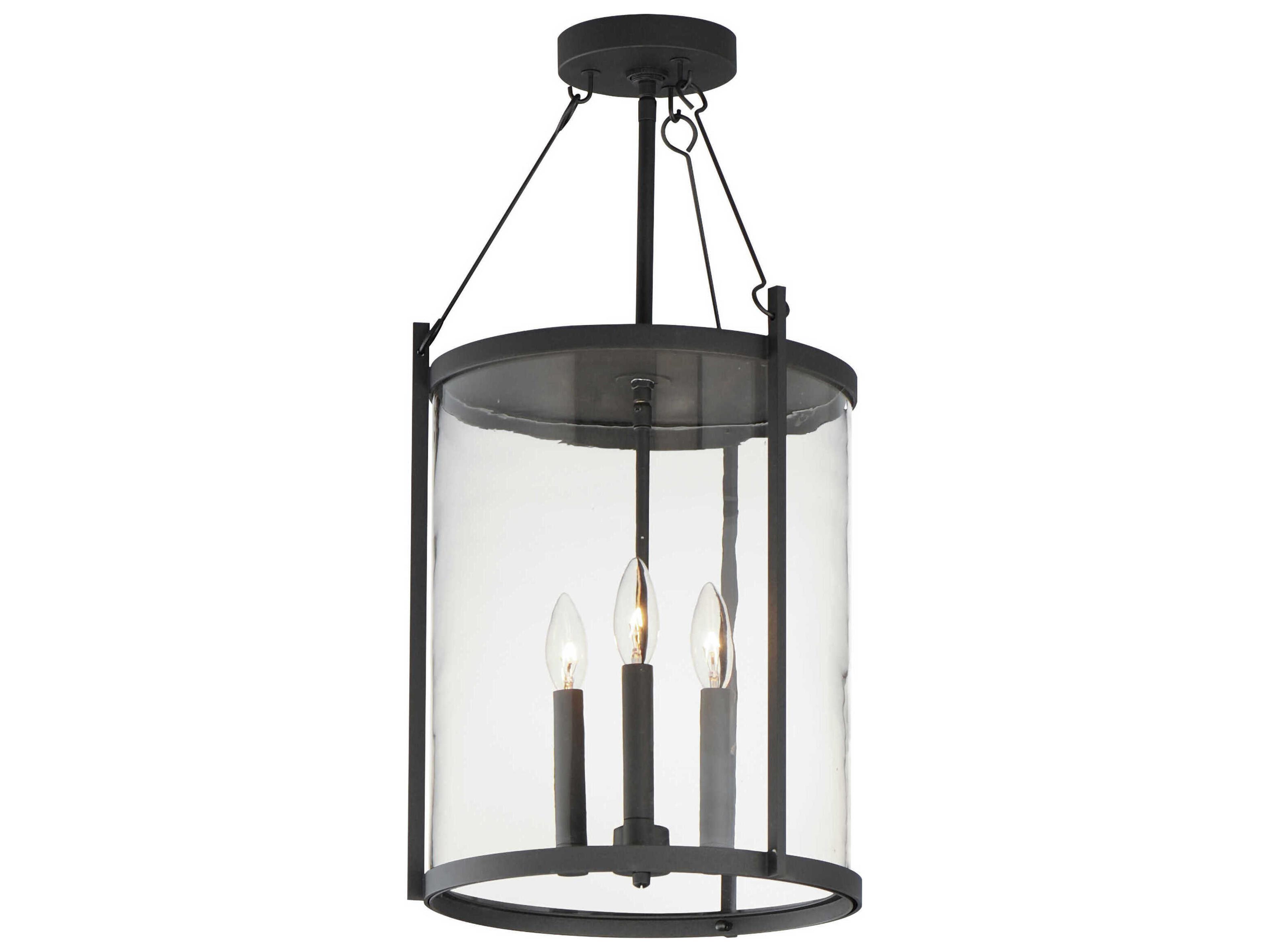 Belfry 3-Light Black Glass Cylinder Pendant