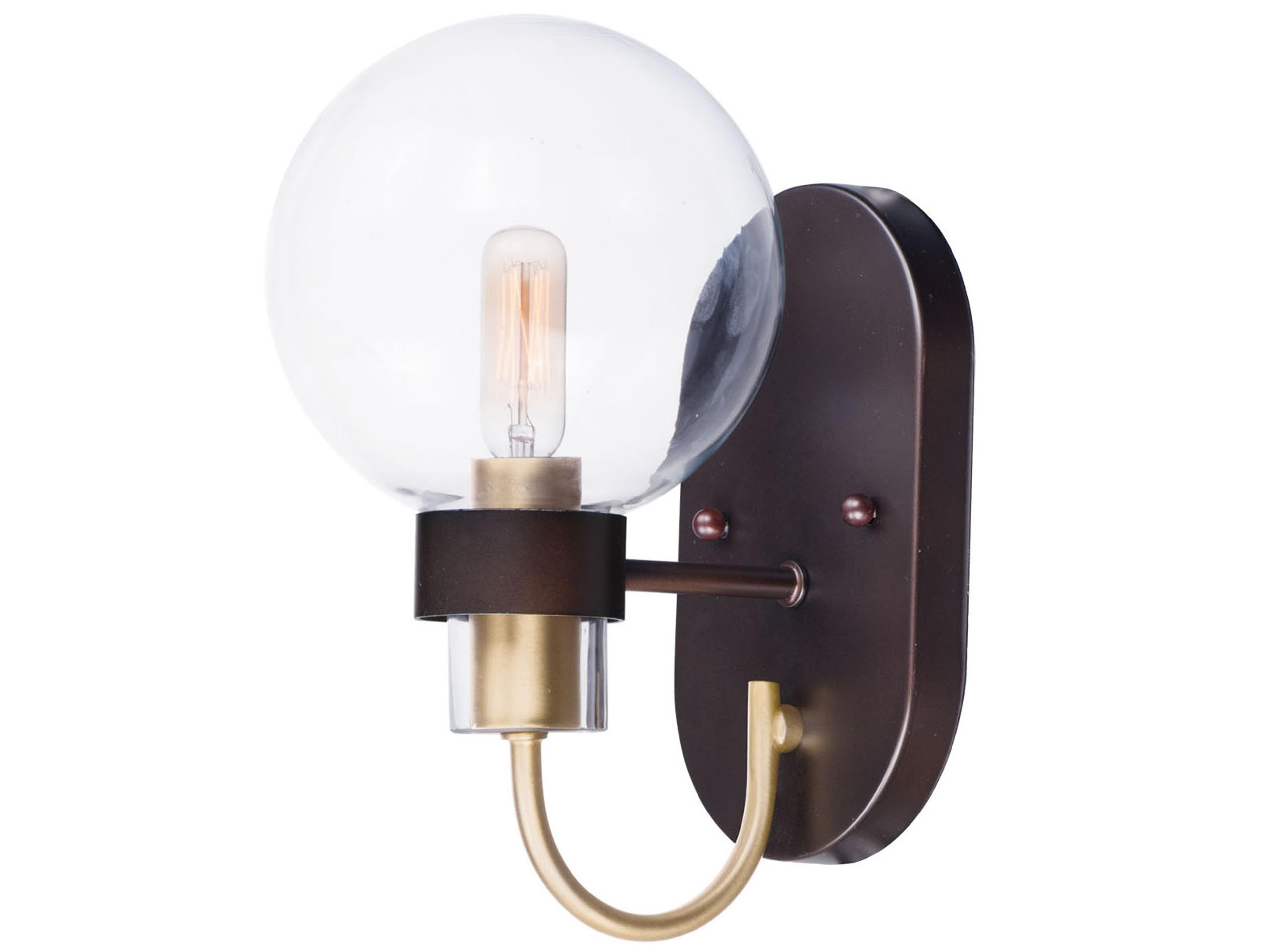 Bauhaus 1-Light Bronze Satin Brass Glass Wall Sconce
