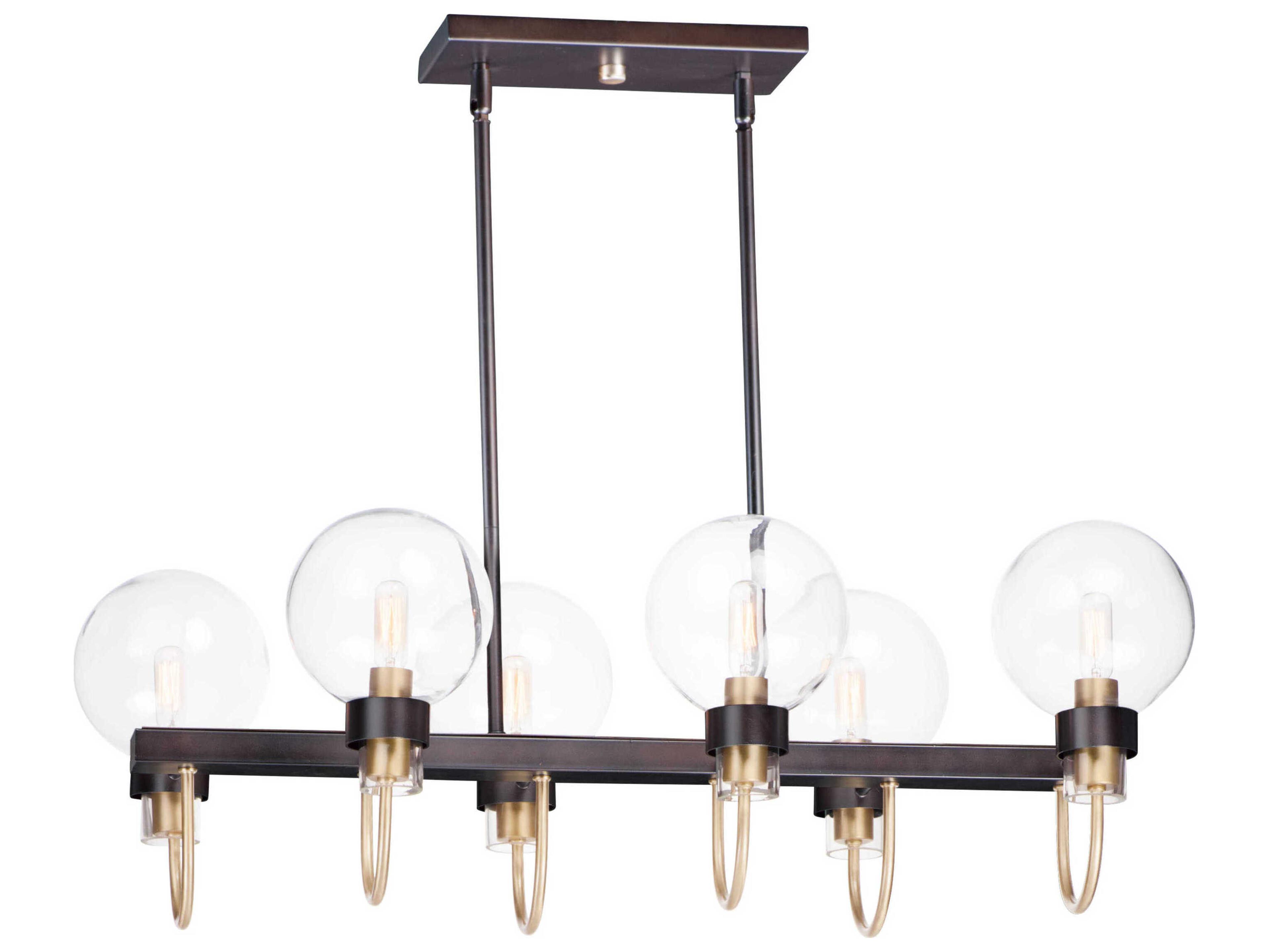 Bauhaus 6-Light Bronze Satin Brass Glass Globe Island Pendant
