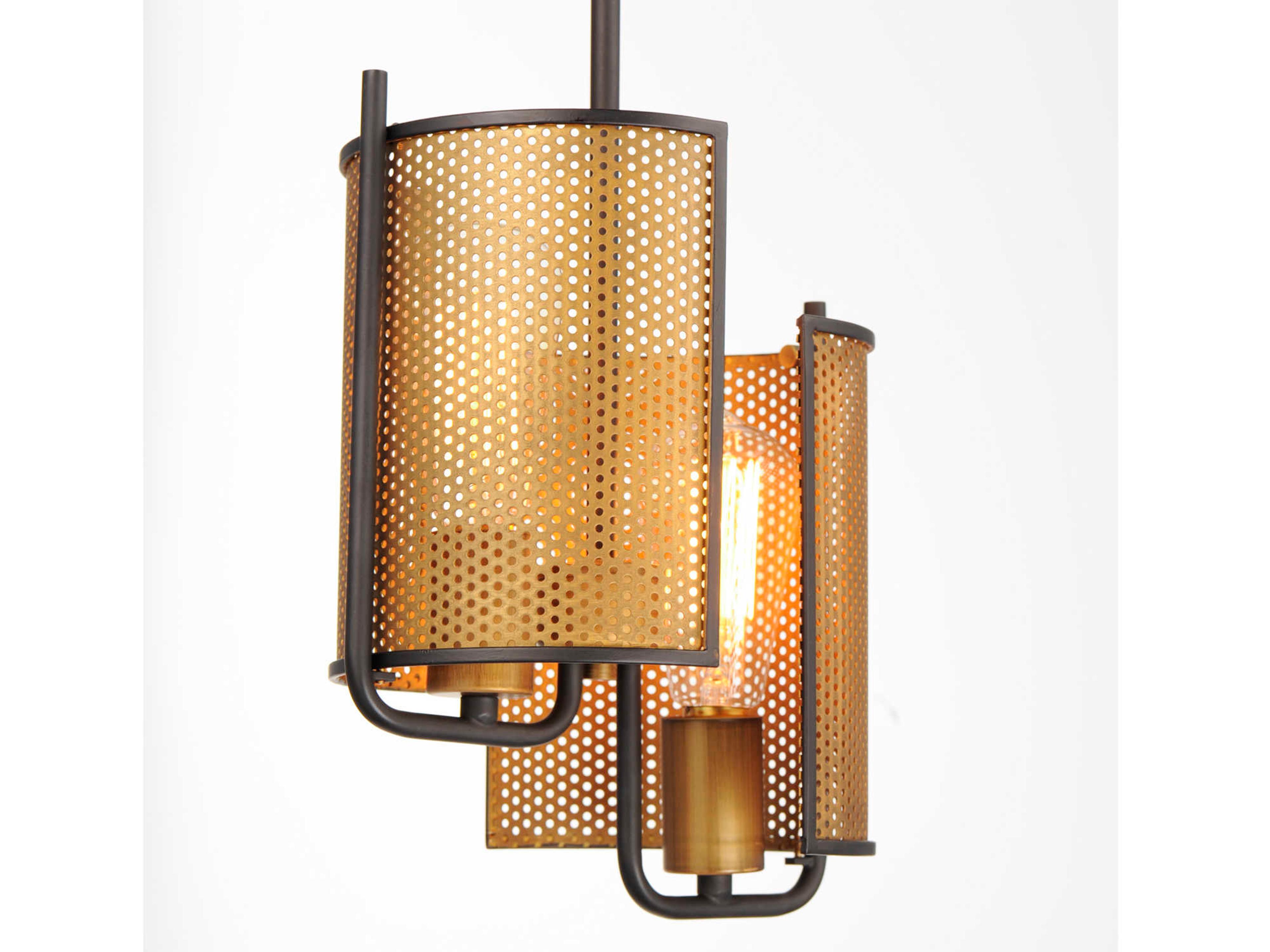 Maxim Lighting Caspian 2-Light Oil Rubbed Bronze Antique Brass Mini Pendant