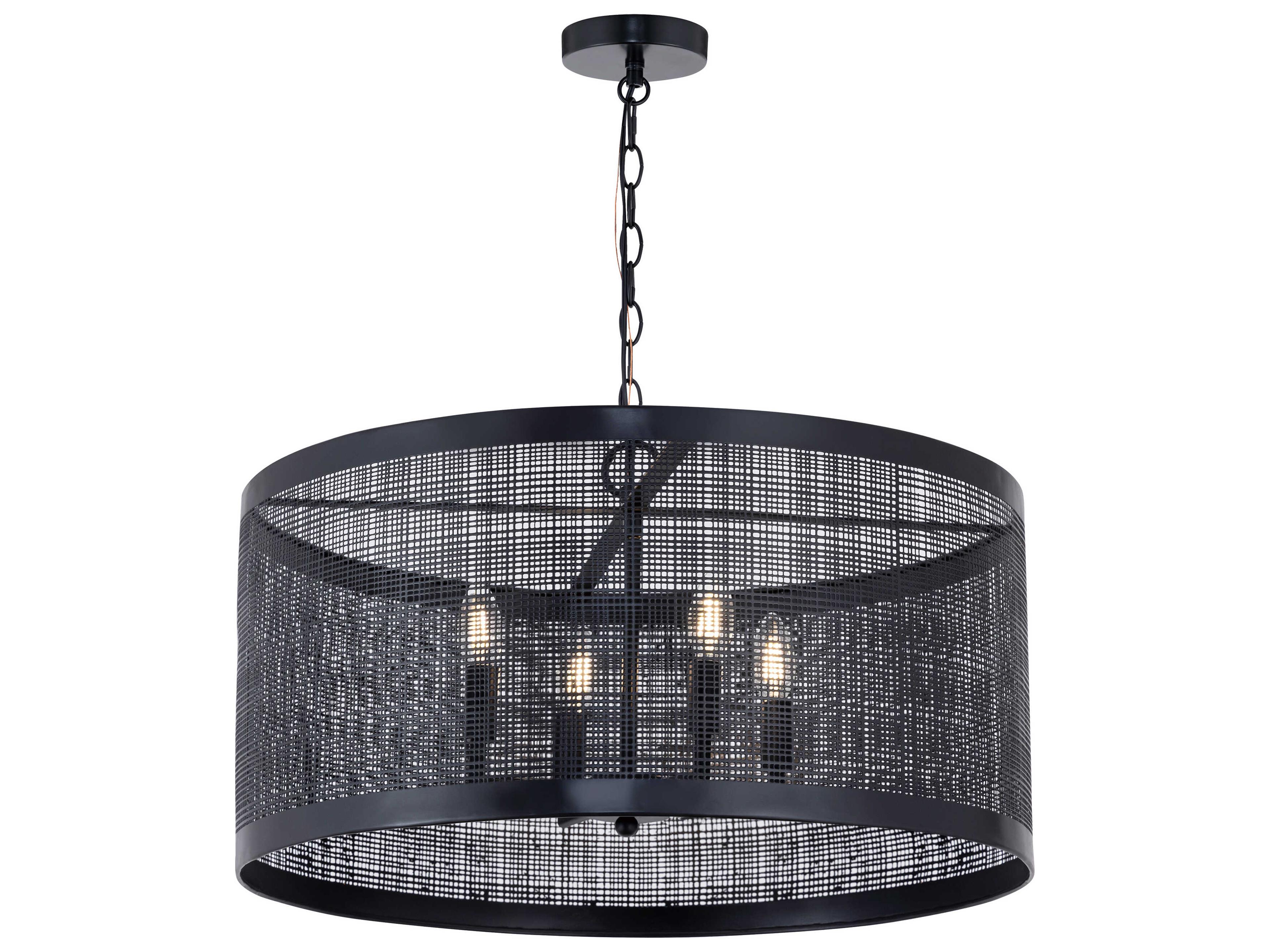 Hatcher 4-Light Black Drum Pendant