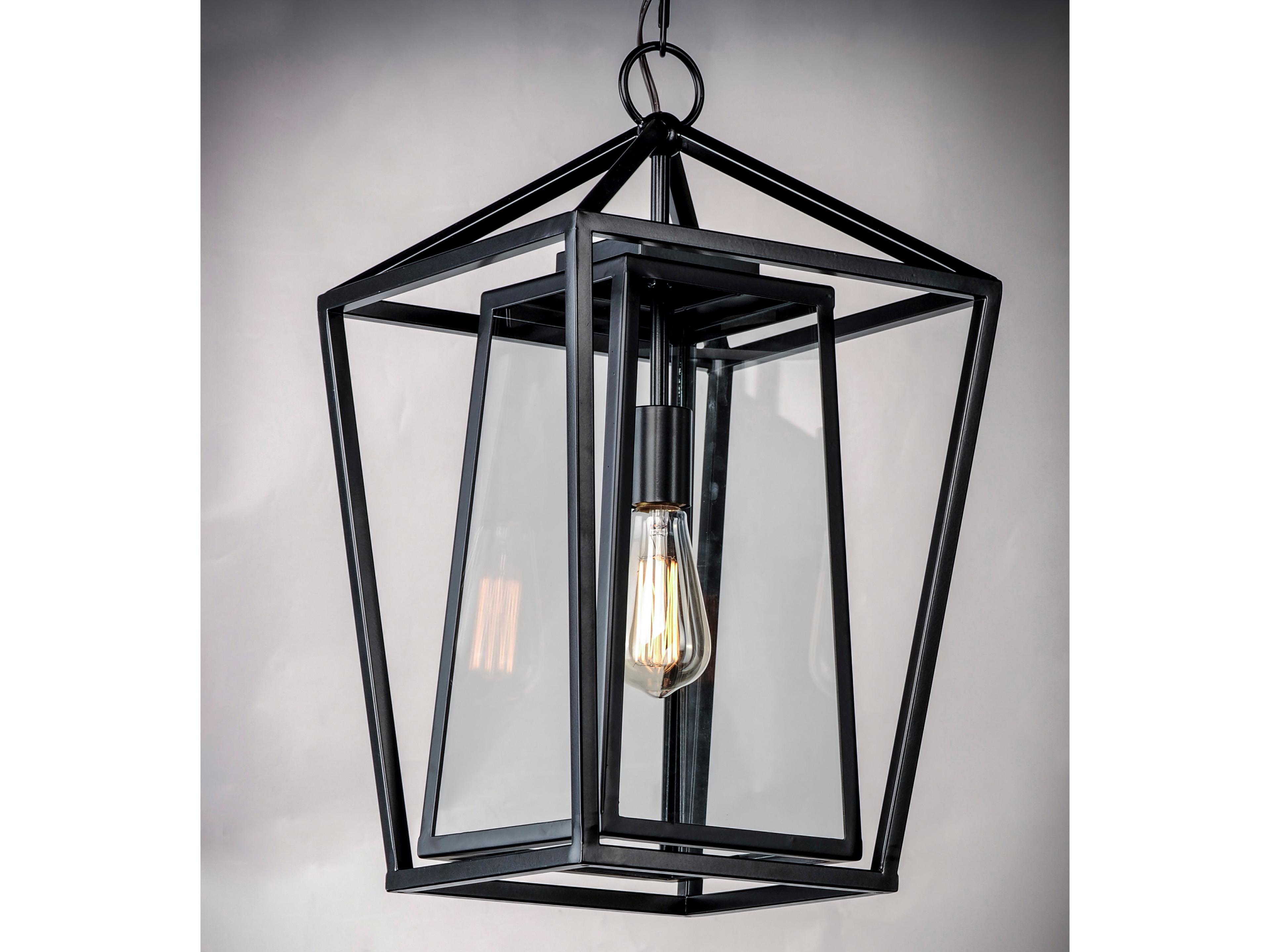 Maxim Lighting Artisan 1-Light Black Clear Glass Lantern Mini Pendant