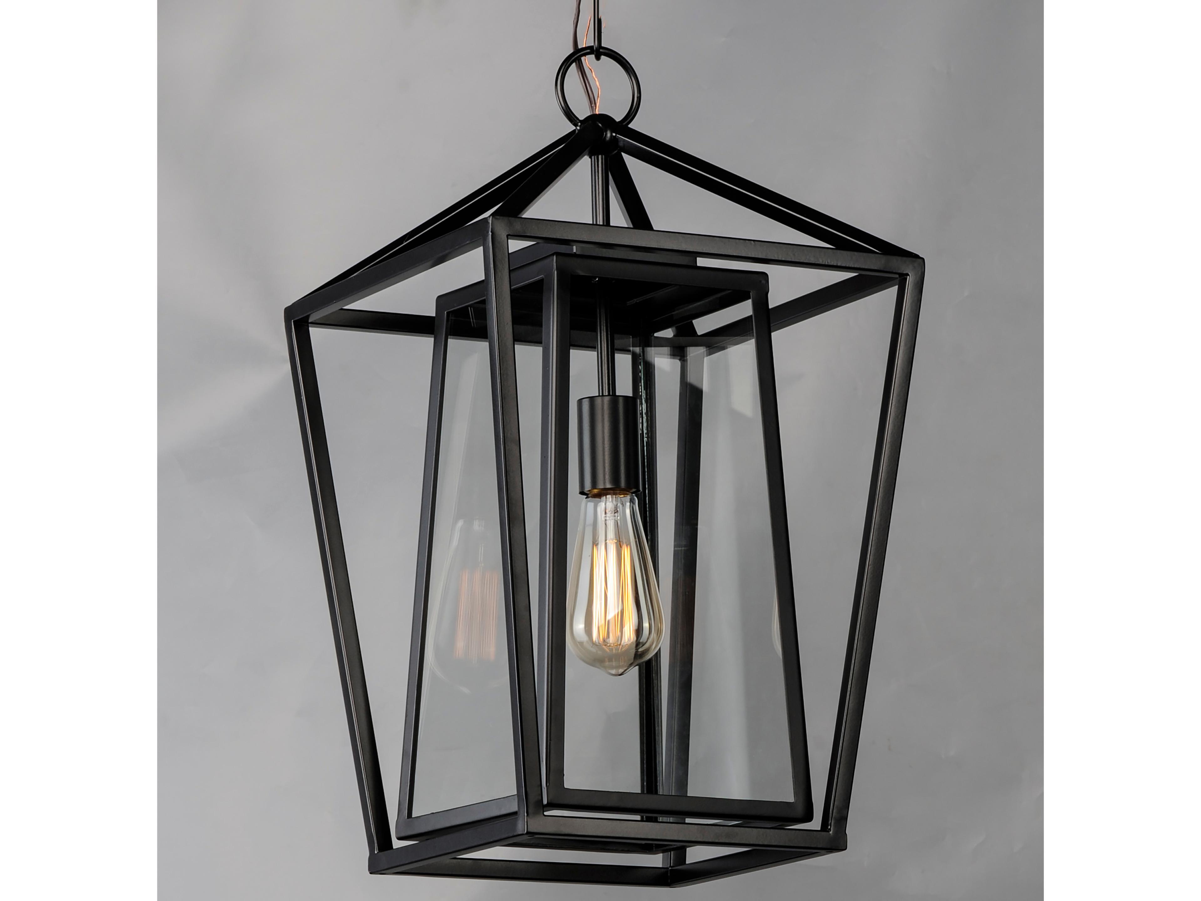 Maxim Lighting Artisan 1-Light Black Clear Glass Lantern Mini Pendant