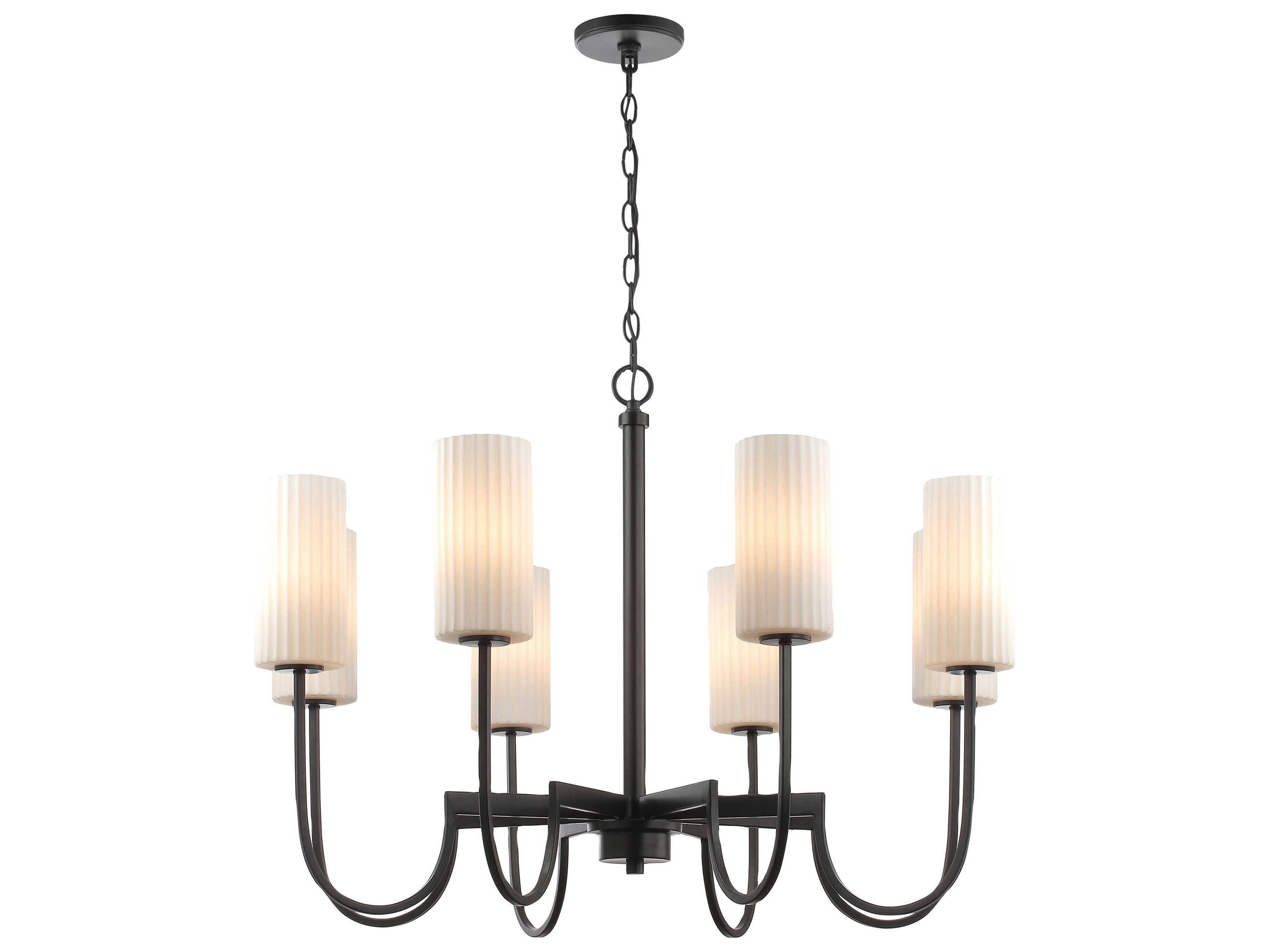 Town And Country 8-Light Black Glass Candelabra Cylinder Chandelier