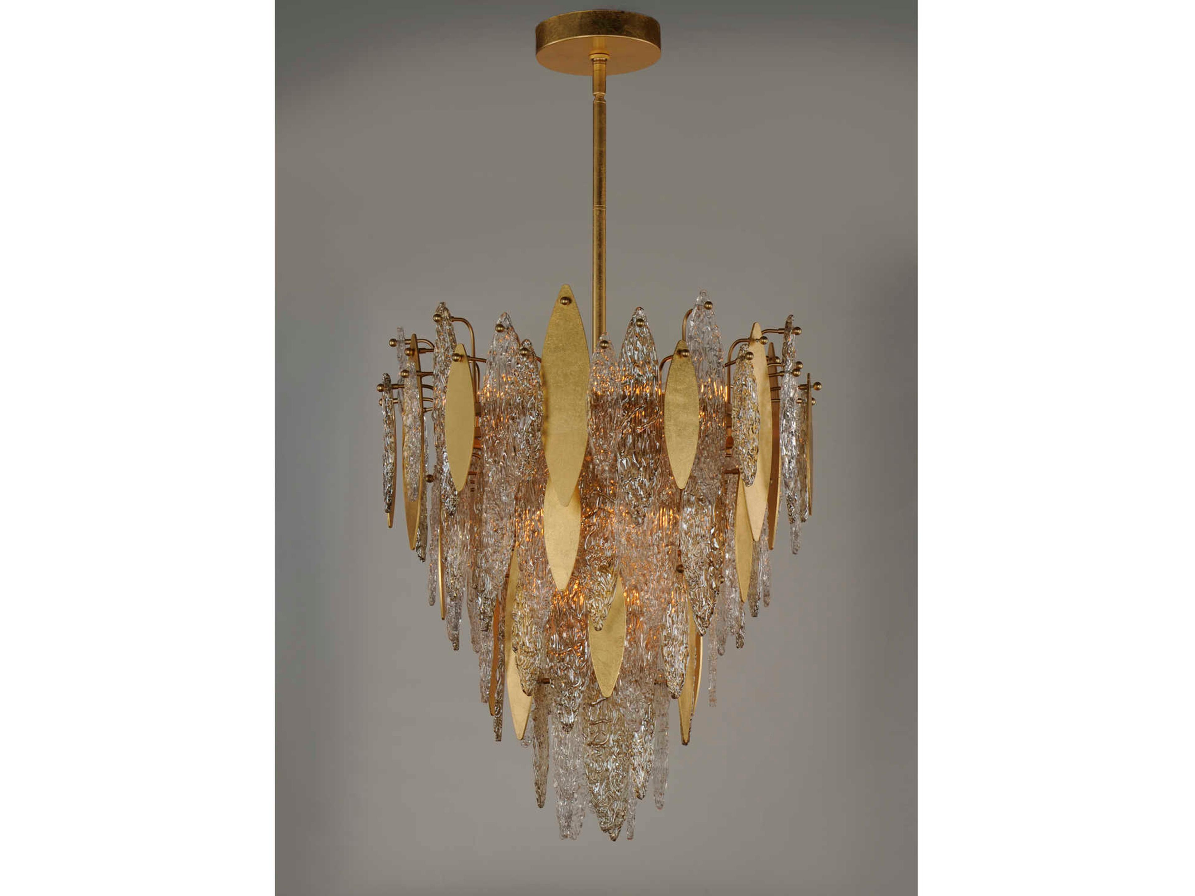 Maxim Lighting Majestic 12-Light Gold Leaf Crystal Glass Chandelier
