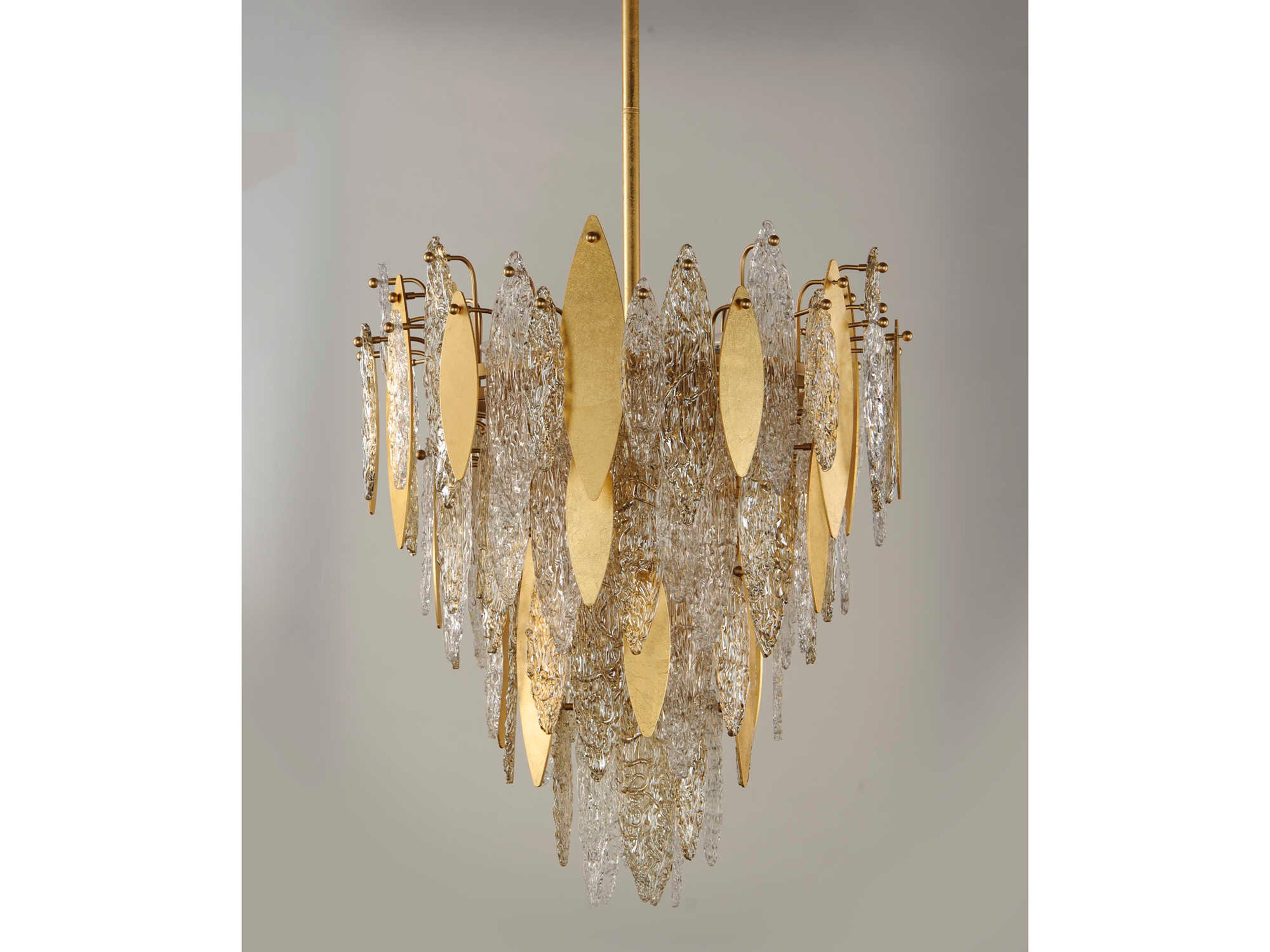 Maxim Lighting Majestic 12-Light Gold Leaf Crystal Glass Chandelier