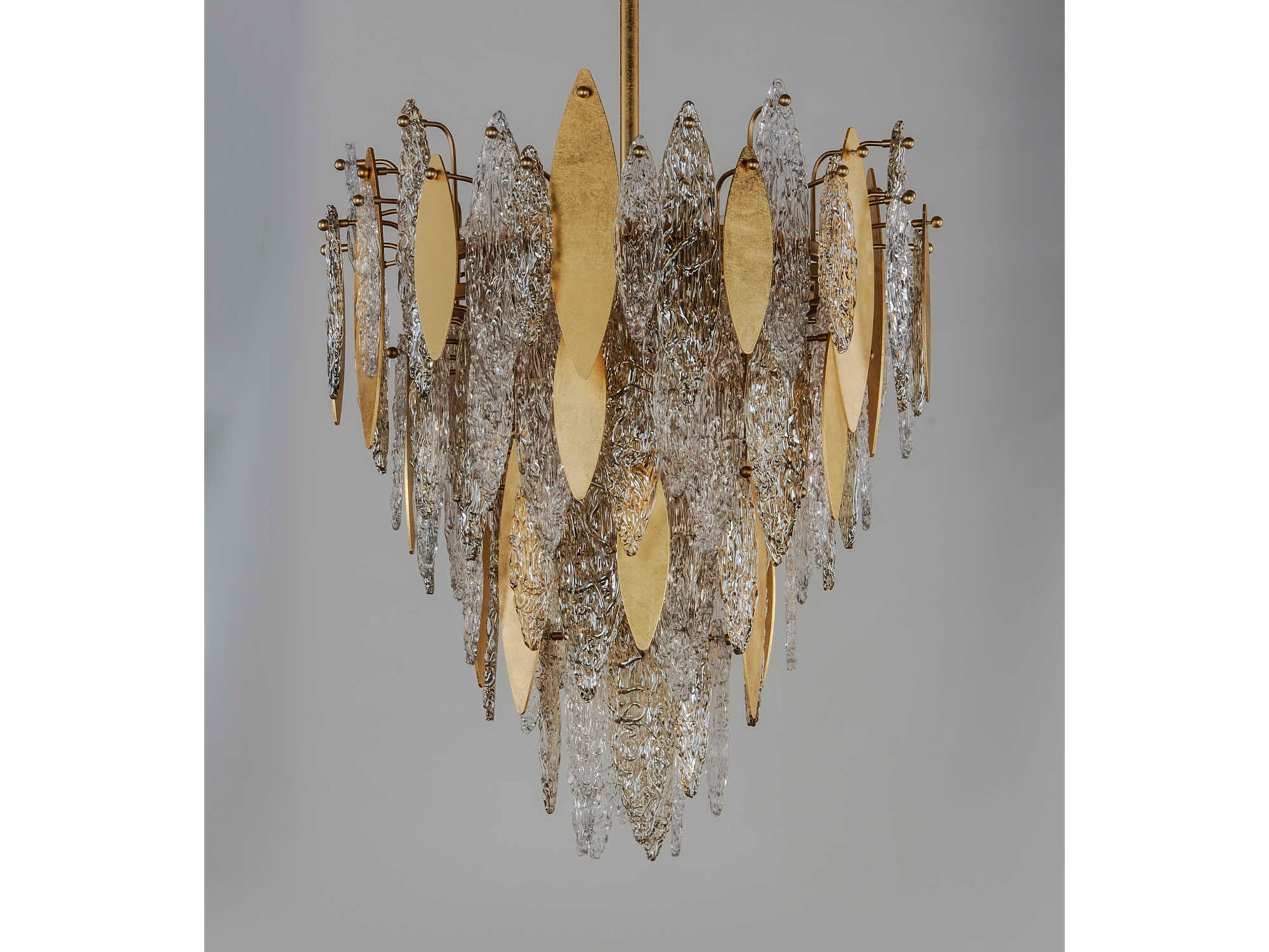Maxim Lighting Majestic 12-Light Gold Leaf Crystal Glass Chandelier