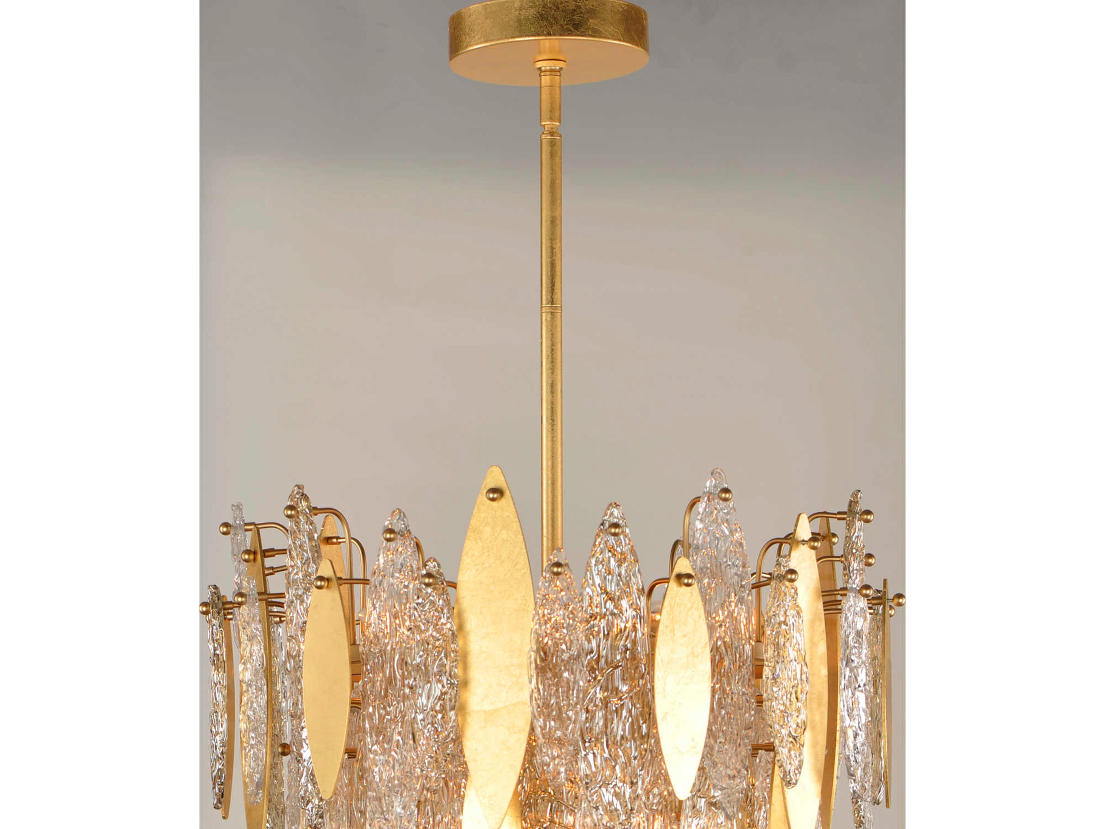 Maxim Lighting Majestic 12-Light Gold Leaf Crystal Glass Chandelier