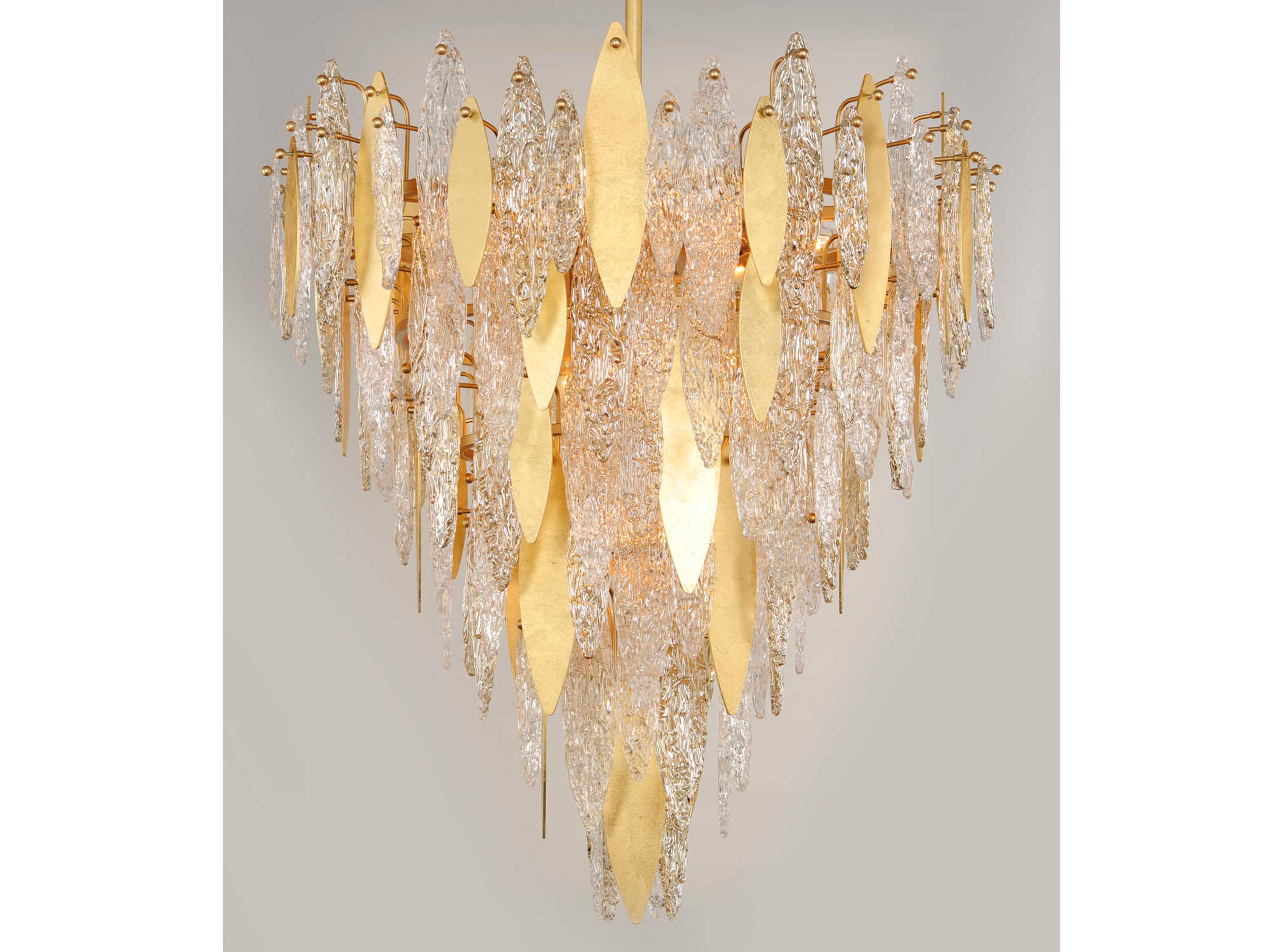 Maxim Lighting Majestic 21-Light Gold Leaf Crystal Glass Tiered Chandelier