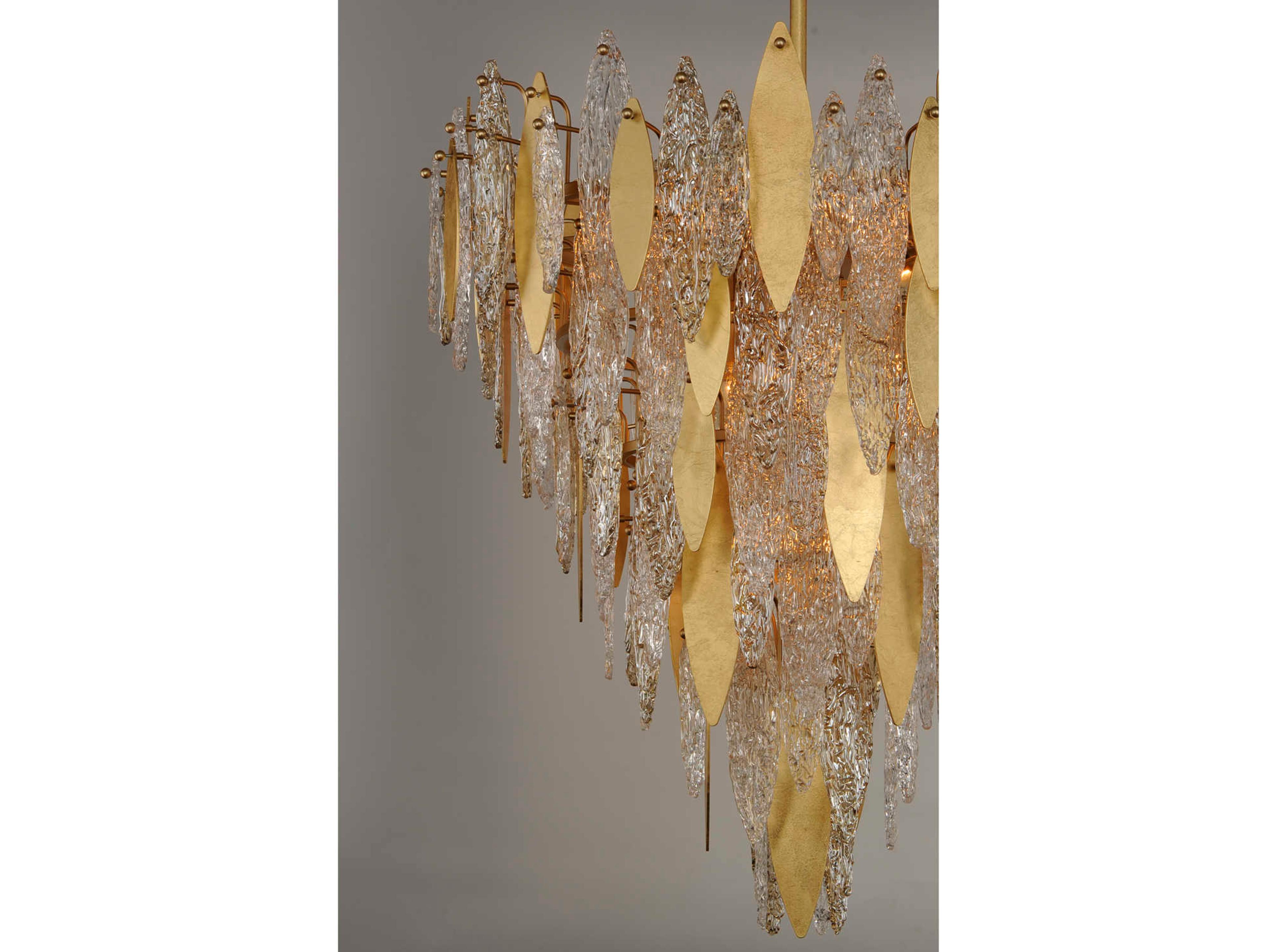 Maxim Lighting Majestic 21-Light Gold Leaf Crystal Glass Tiered Chandelier