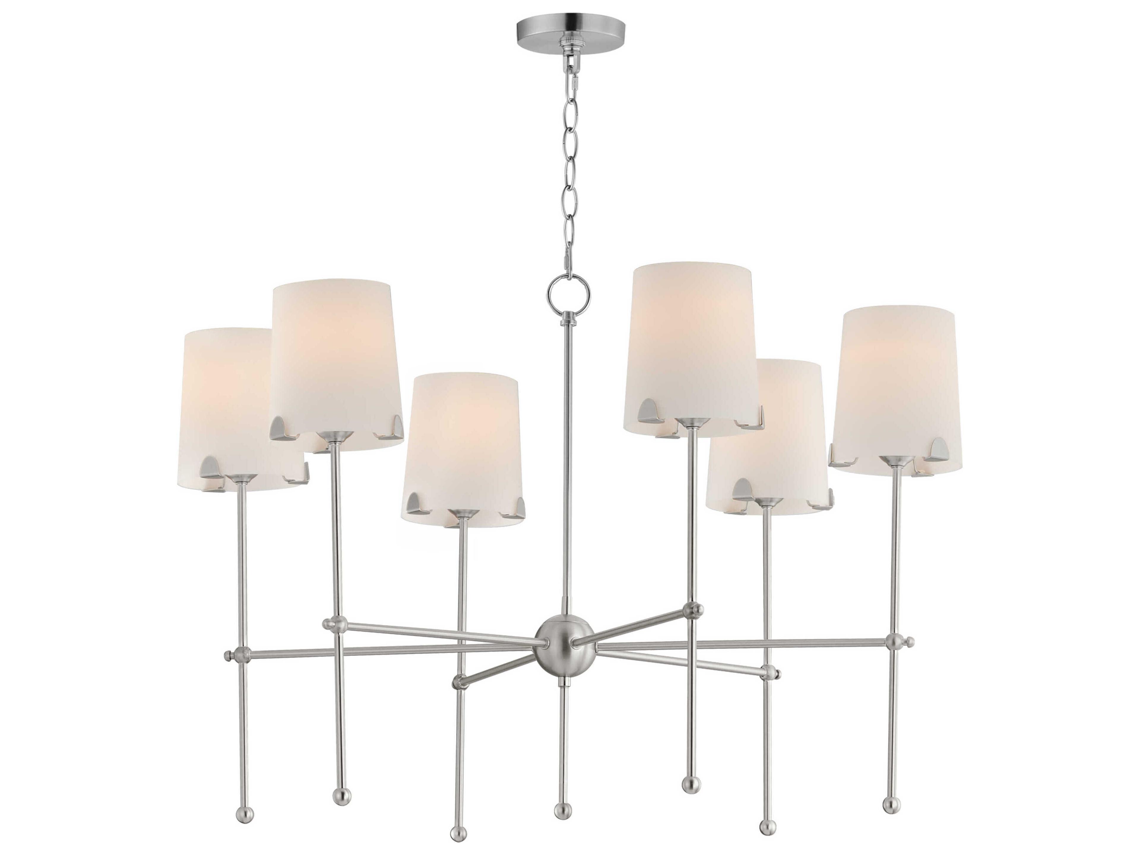 Huntington 6-Light Satin Nickel Glass Chandelier