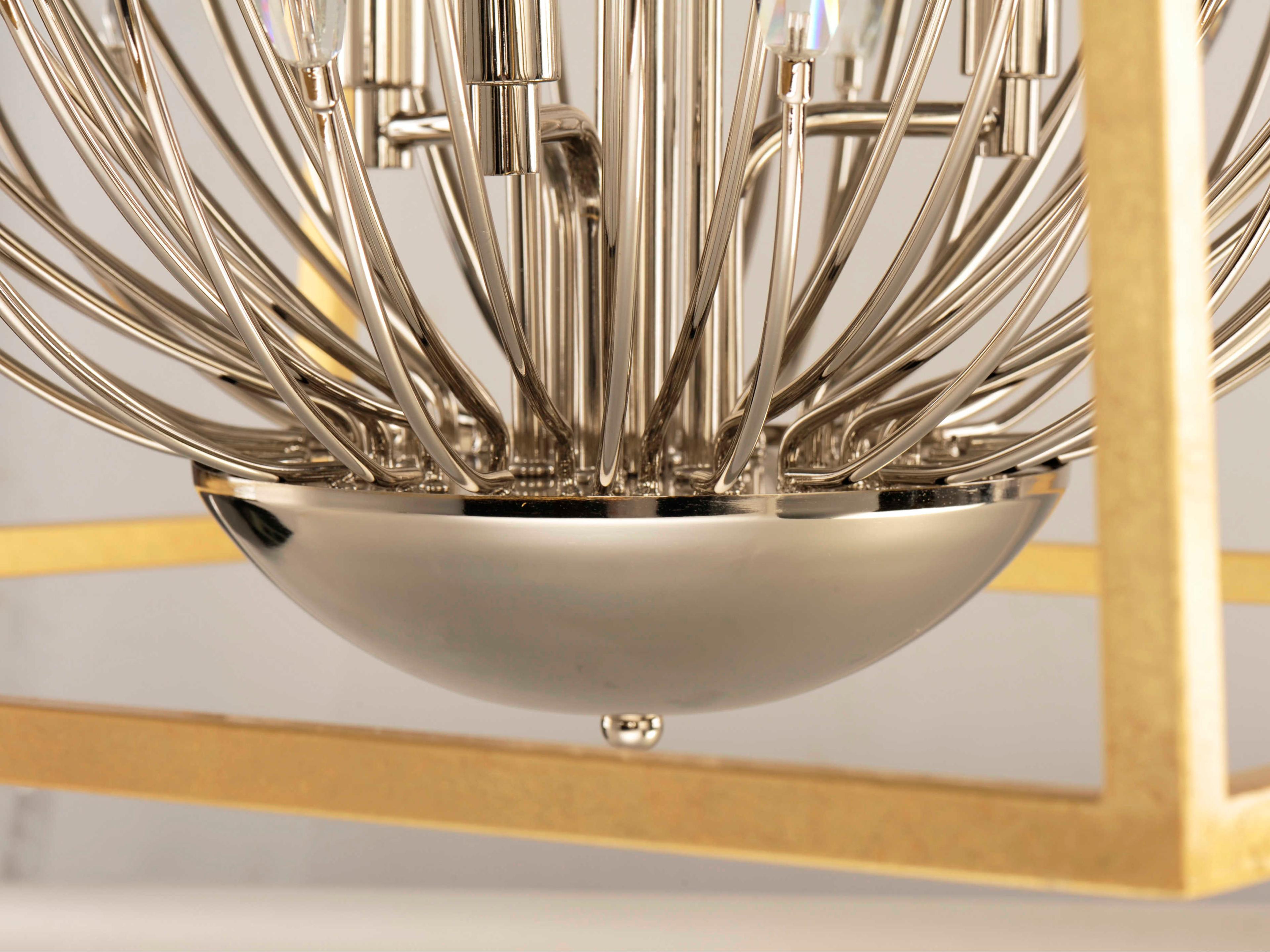 Maxim Lighting Bouquet 6-Light Polished Nickel Gold Leaf Crystal Glass Geometric Chandelier