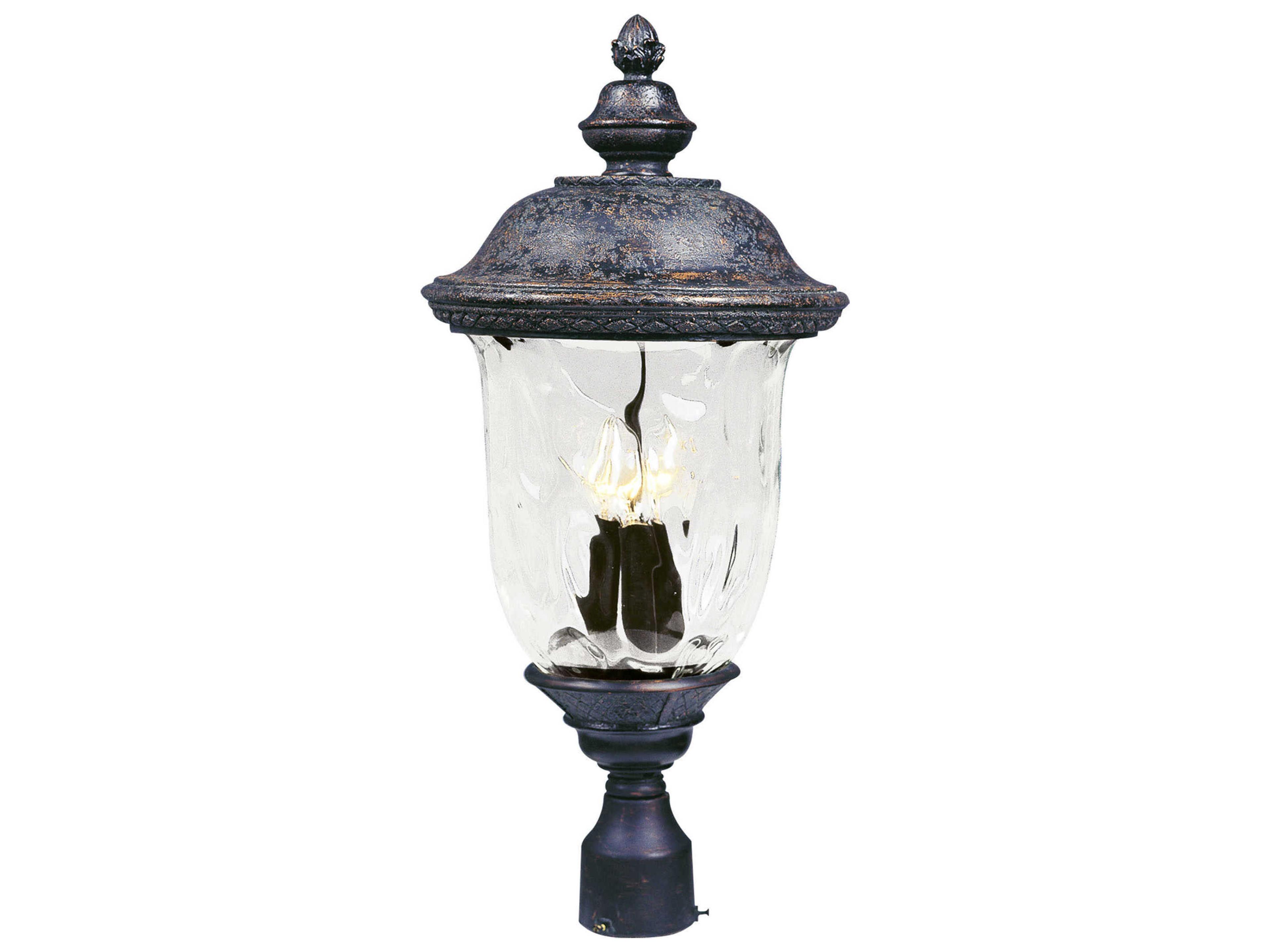Carriage House DC & Water Glass 3 - Light Incandescent Outdoor Post Light