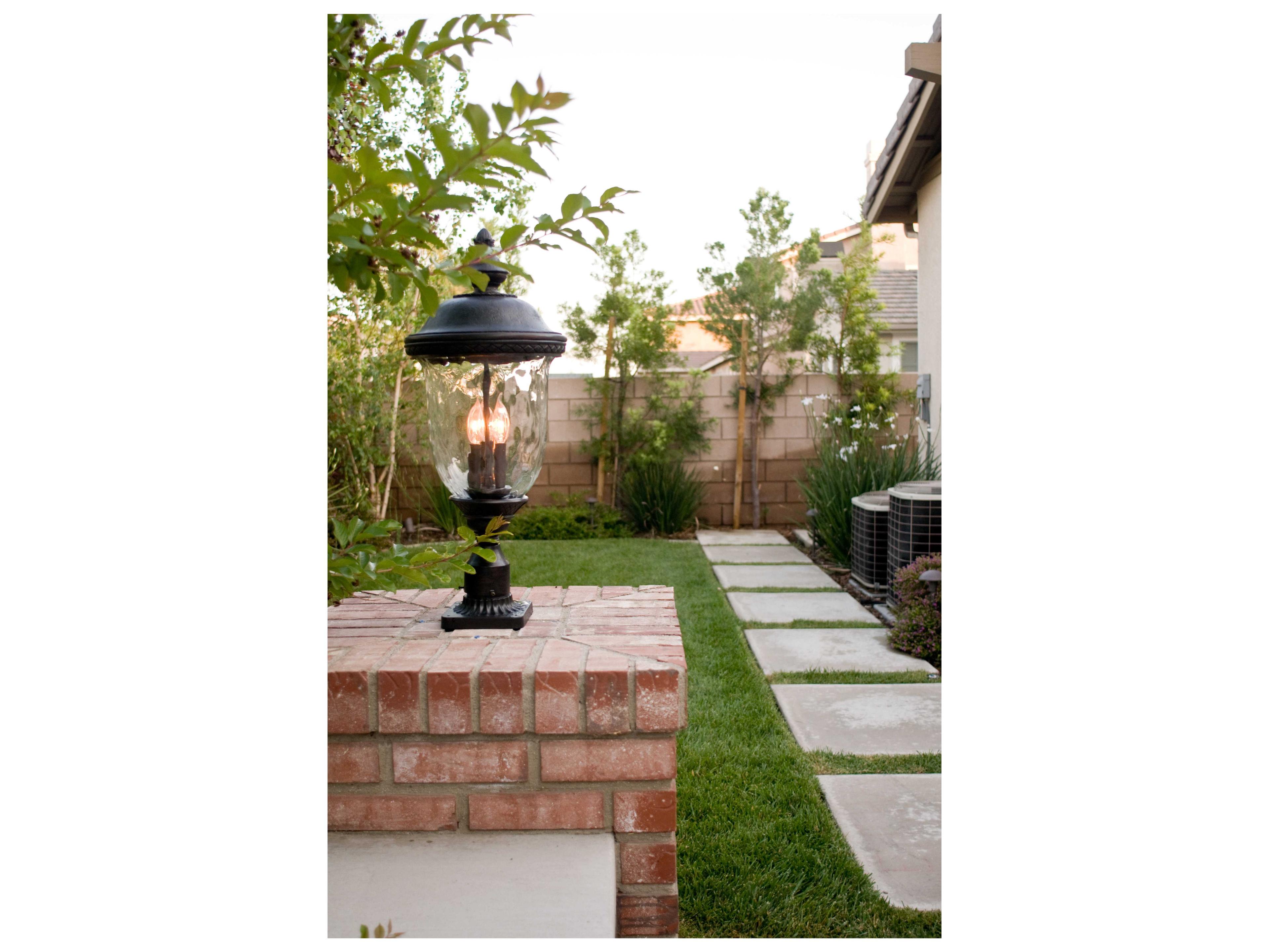 Maxim Lighting Carriage House DC & Water Glass 3 - Light Incandescent Outdoor Post Light
