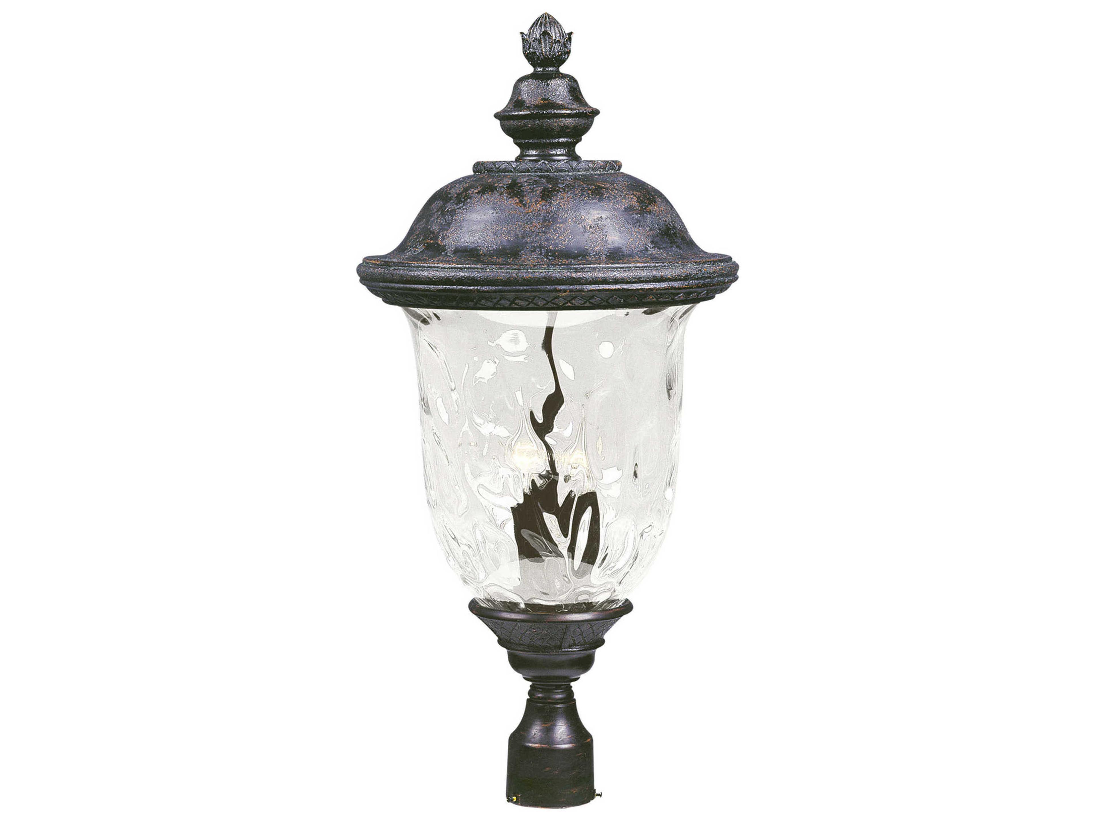 Carriage House DC & Water Glass 3 - Light Incandescent Outdoor Post Light