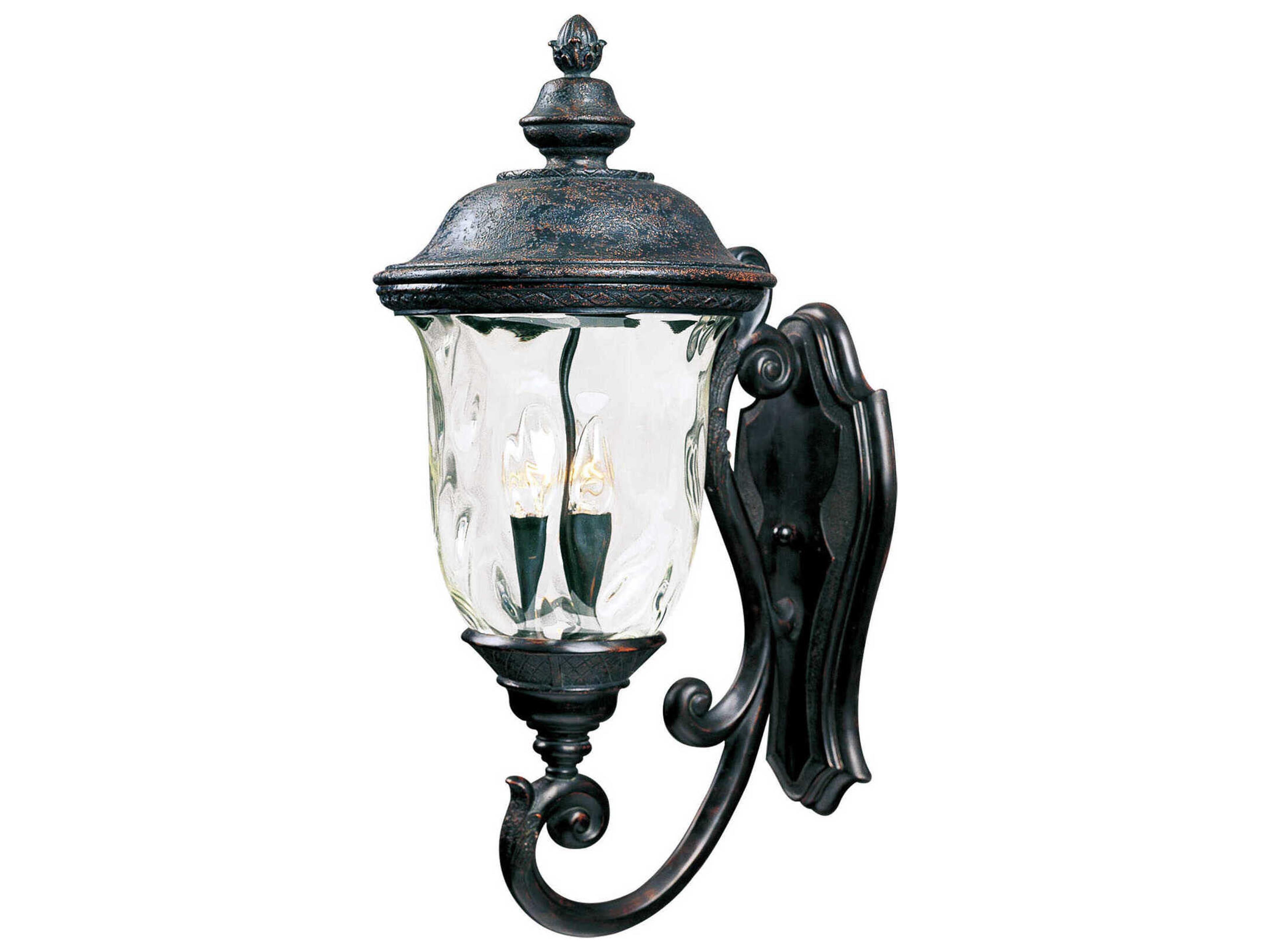 Carriage House DC & Water Glass 3 - Light Incandescent Outdoor Wall Light