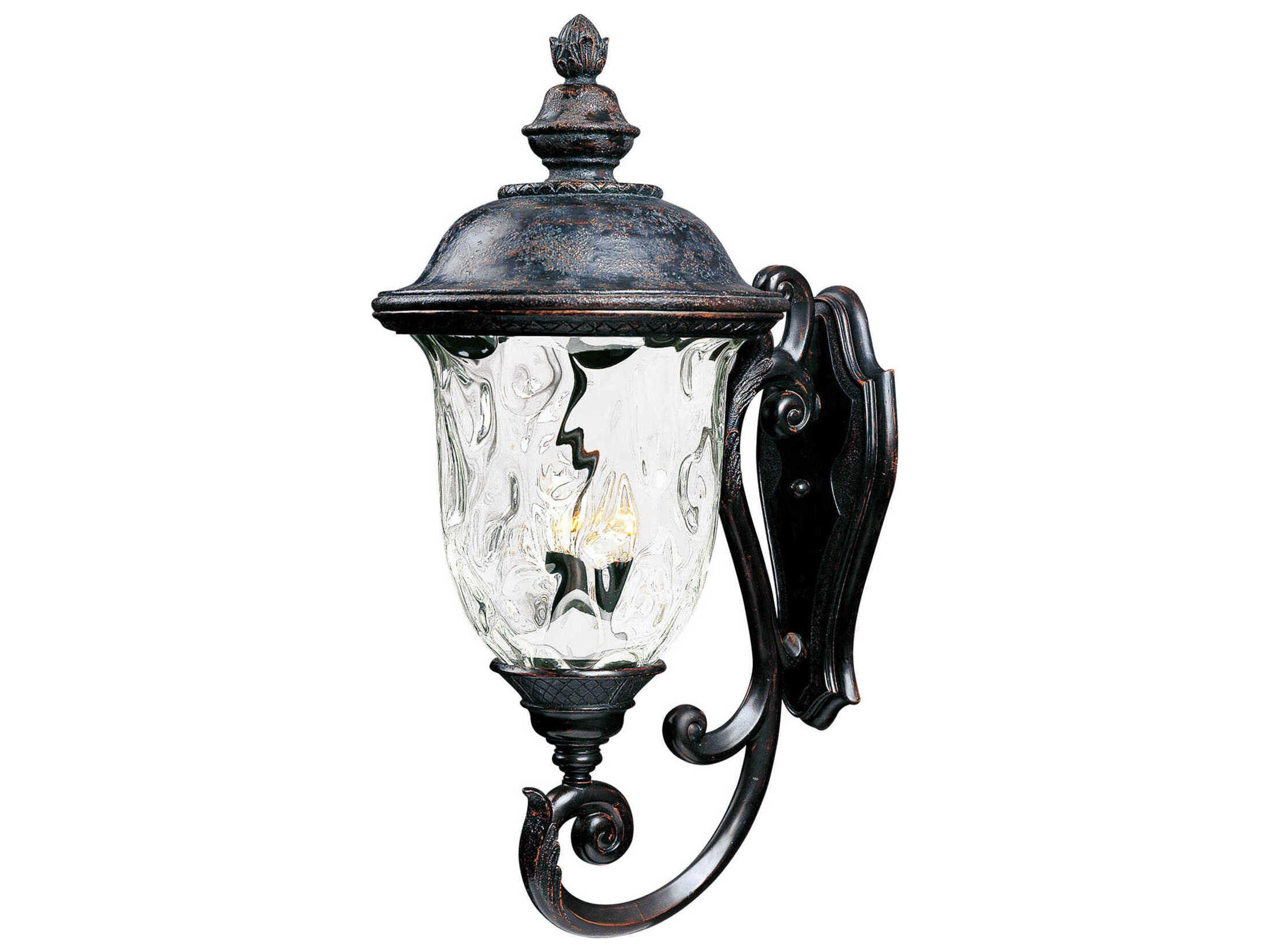 Carriage House DC & Water Glass 3 - Light Incandescent Outdoor Wall Light