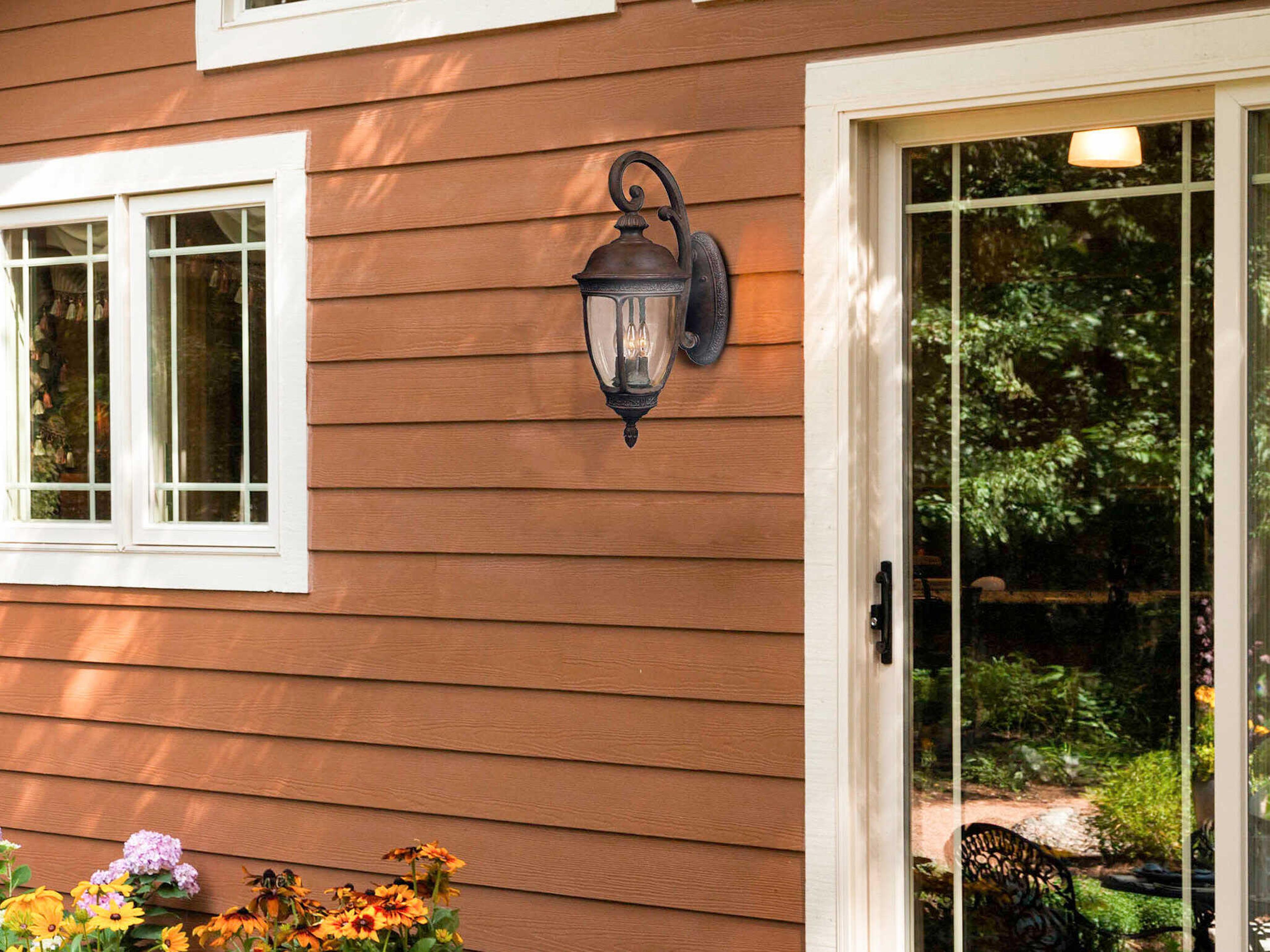 Maxim Lighting Knob Hill DC & Seedy Glass 3 - Light Incandescent Outdoor Wall Light