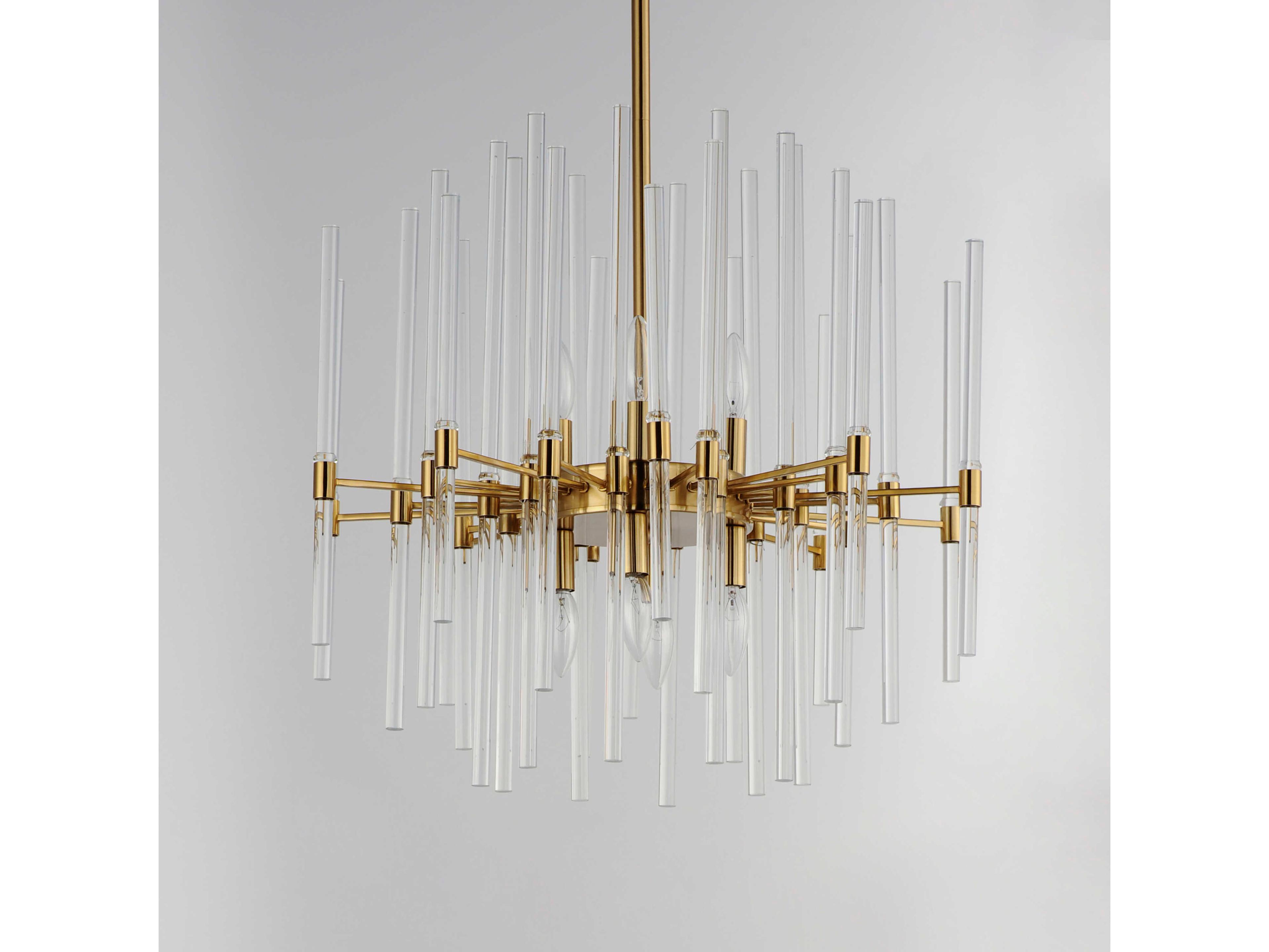 Maxim Lighting Divine 8-Light Heritage Brass Glass Linear Pendant