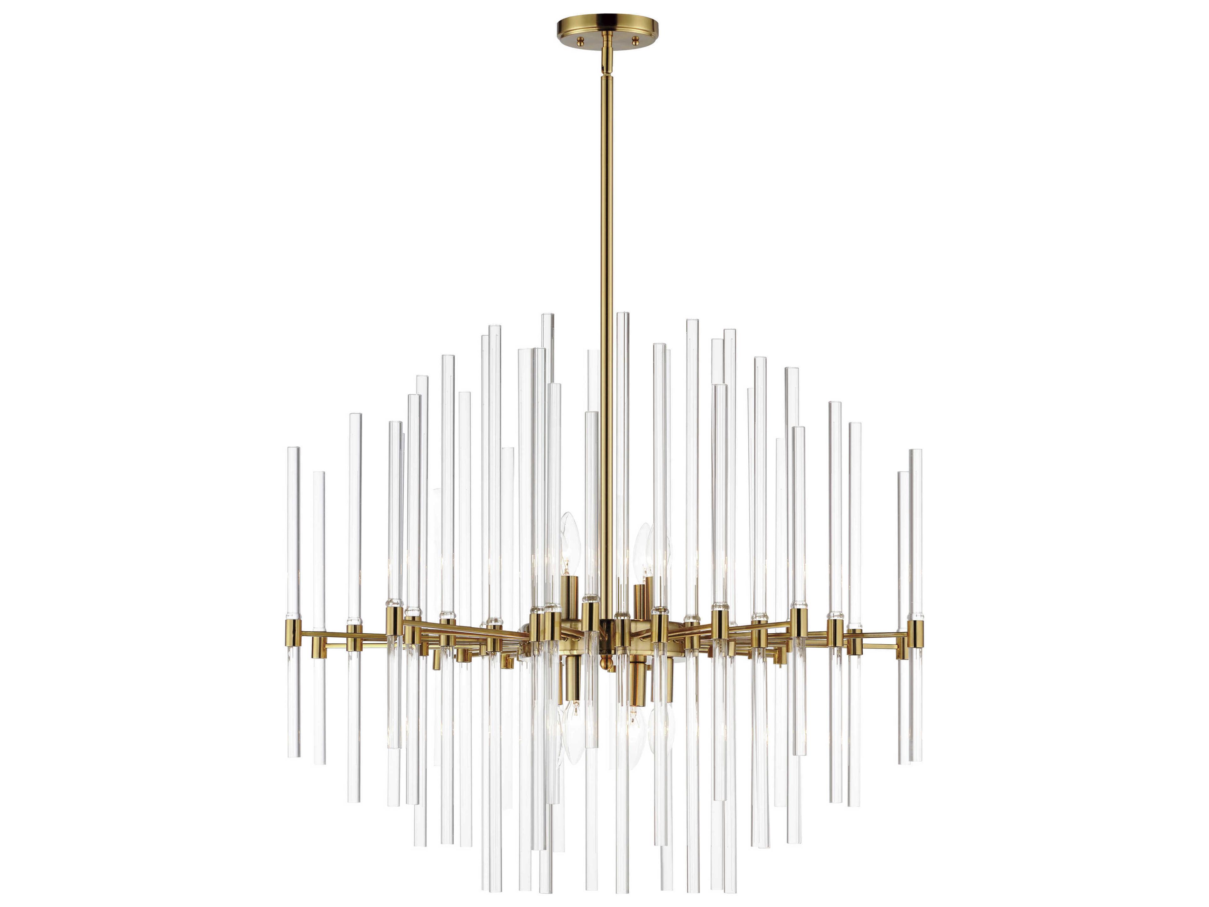 Divine 8-Light Heritage Brass Glass Linear Pendant